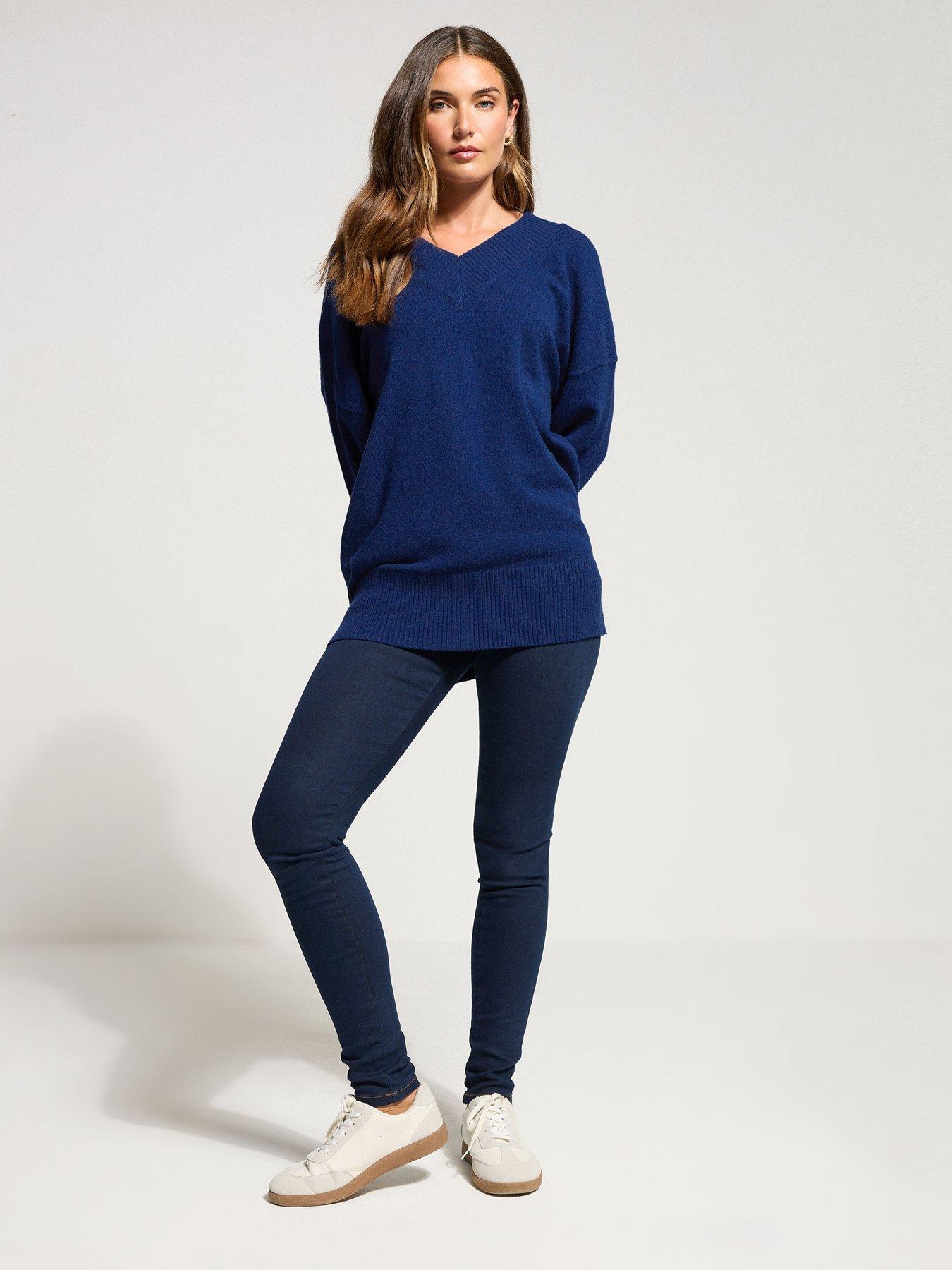 Image 3 of 4 of Long Tall Sally V Neck Jumper - Blue