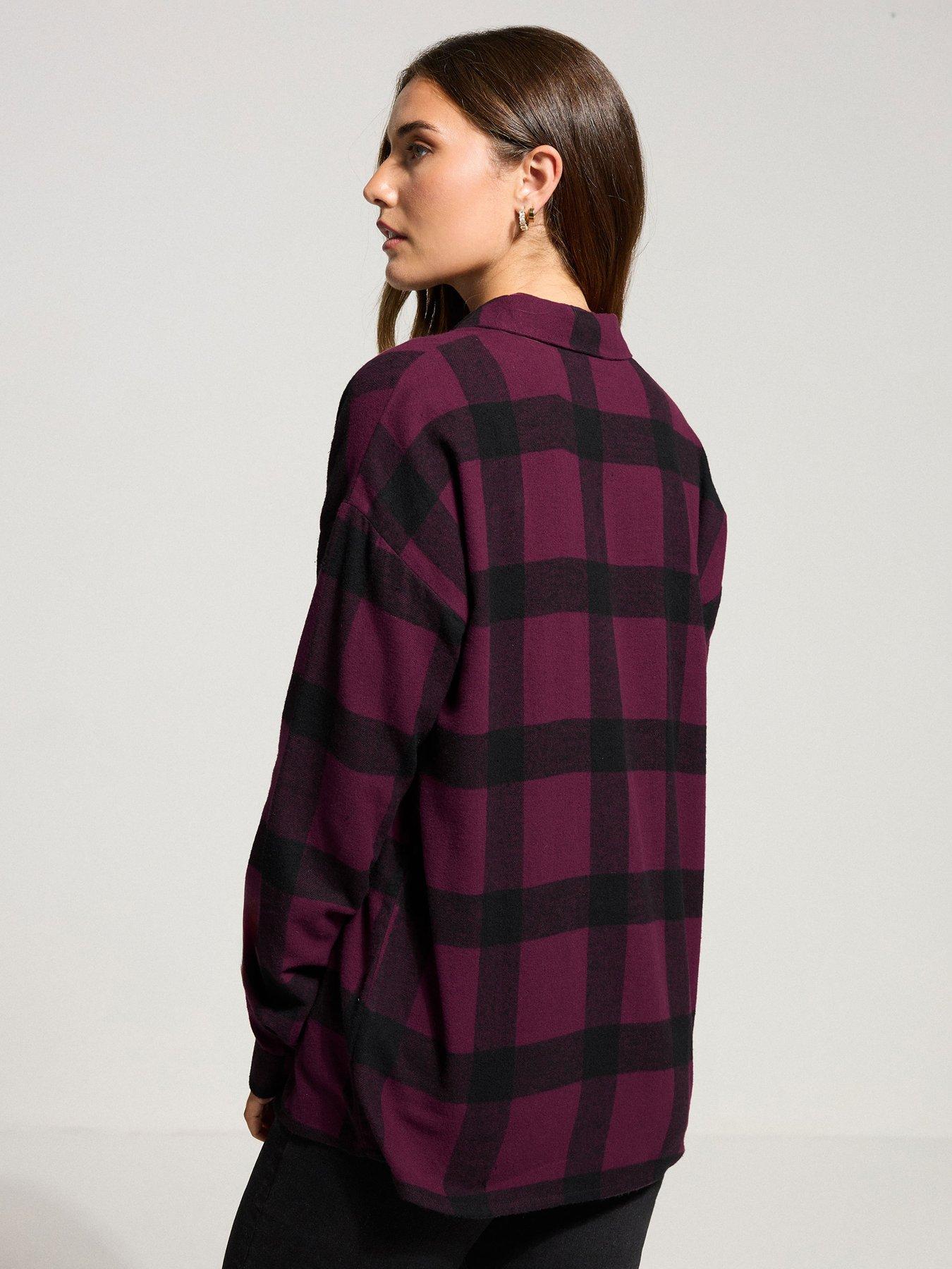  image of long-tall-sally-oversized-check-shirt-red