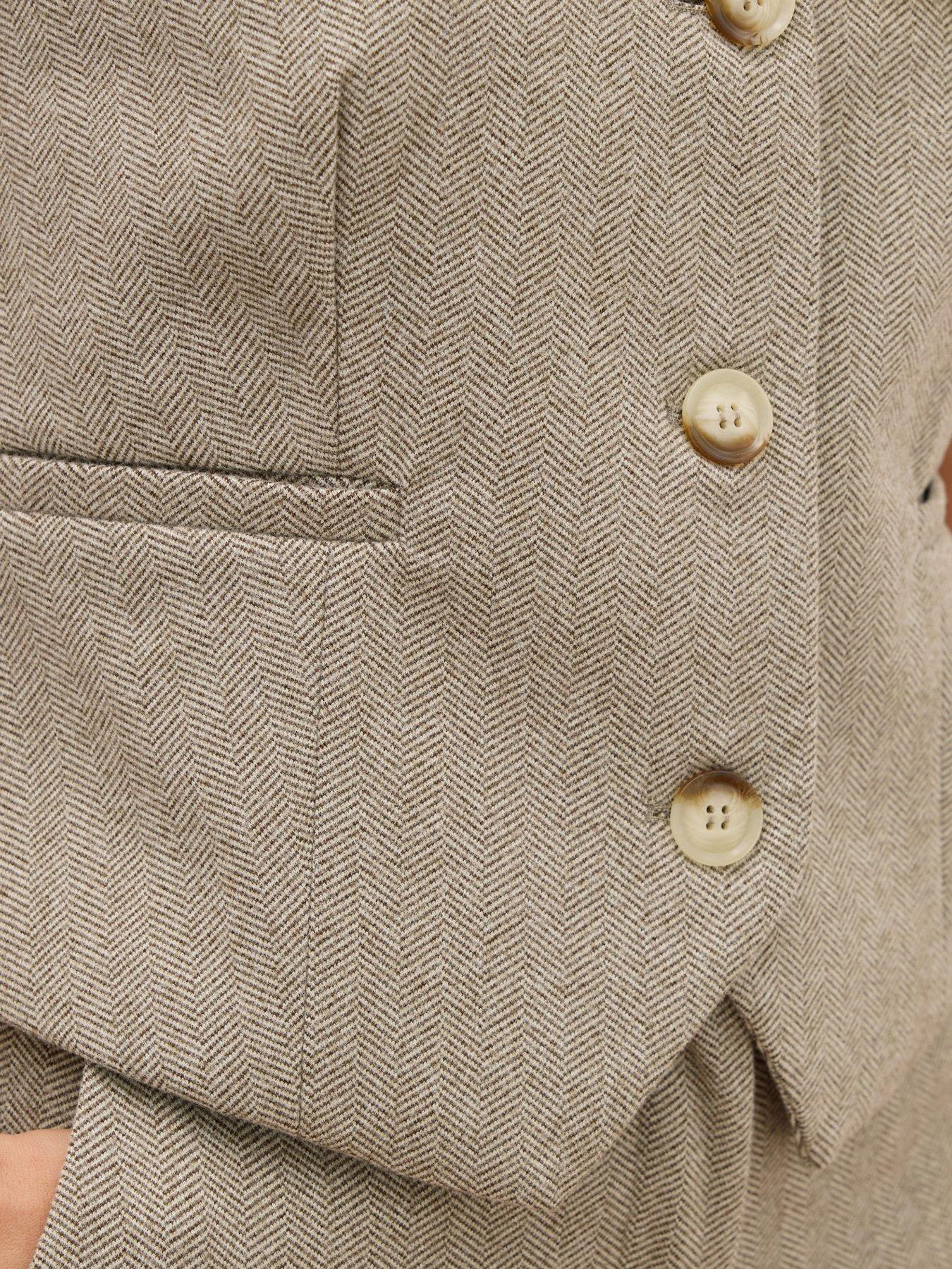  image of long-tall-sally-herringbone-waistcoat-brown