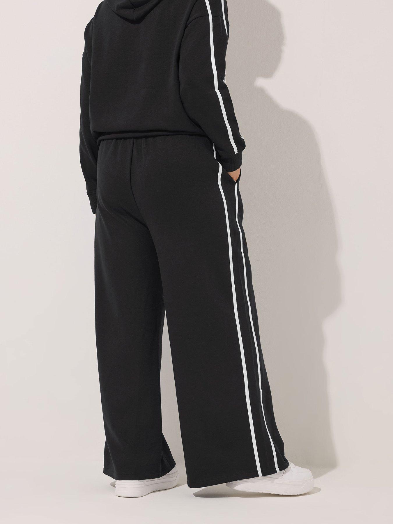 Image 2 of 4 of Yours Curve Side Stripe Wide Leg Jogger - Black
