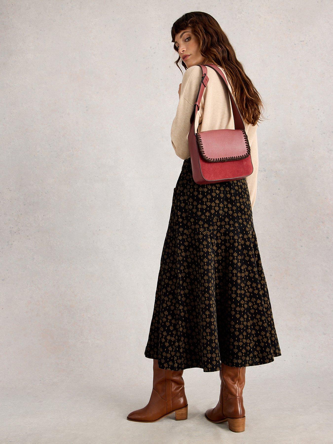 Image 2 of 6 of White Stuff Quinn Cord Midi Skirt - Black