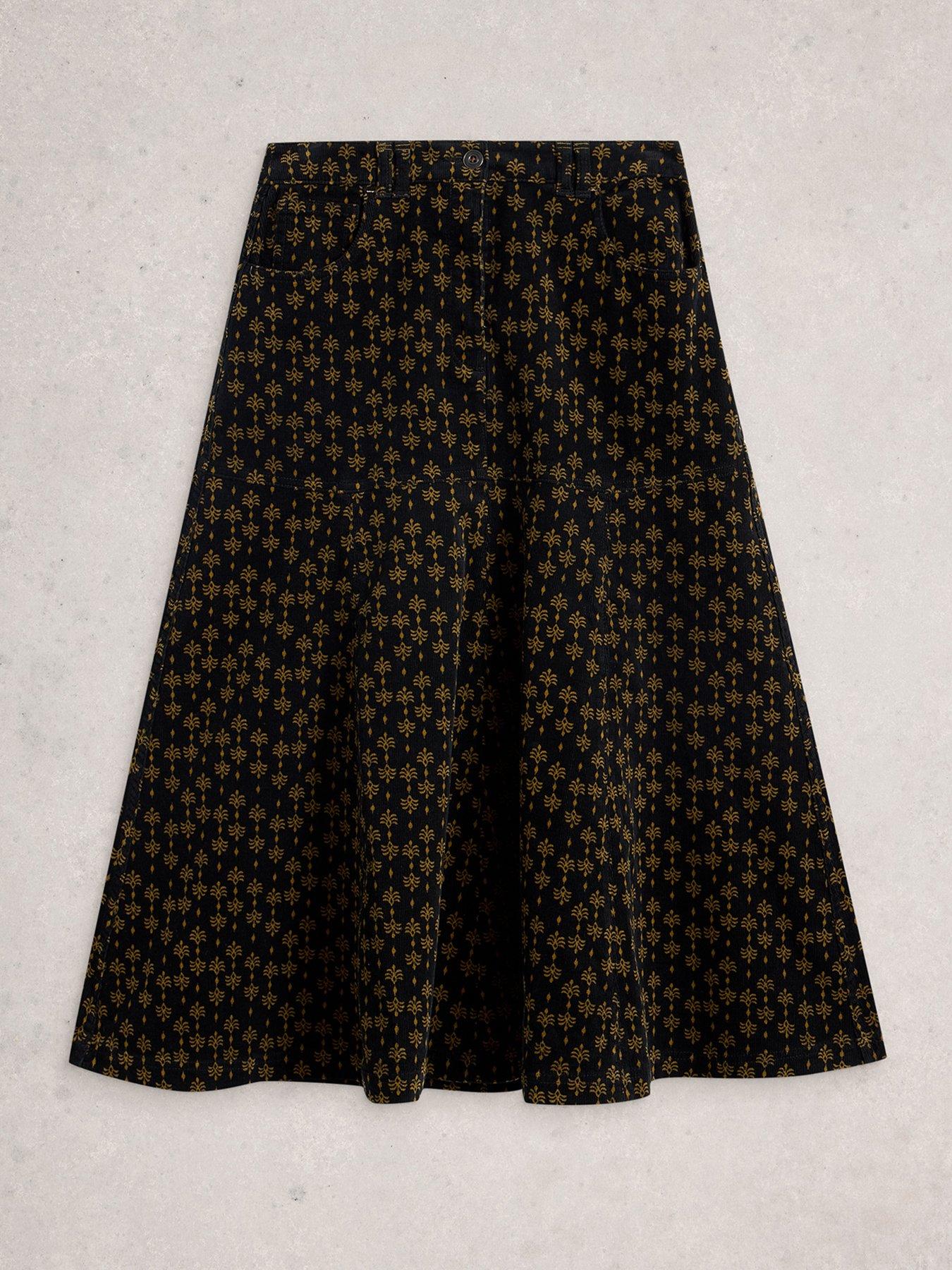 Image 5 of 6 of White Stuff Quinn Cord Midi Skirt - Black