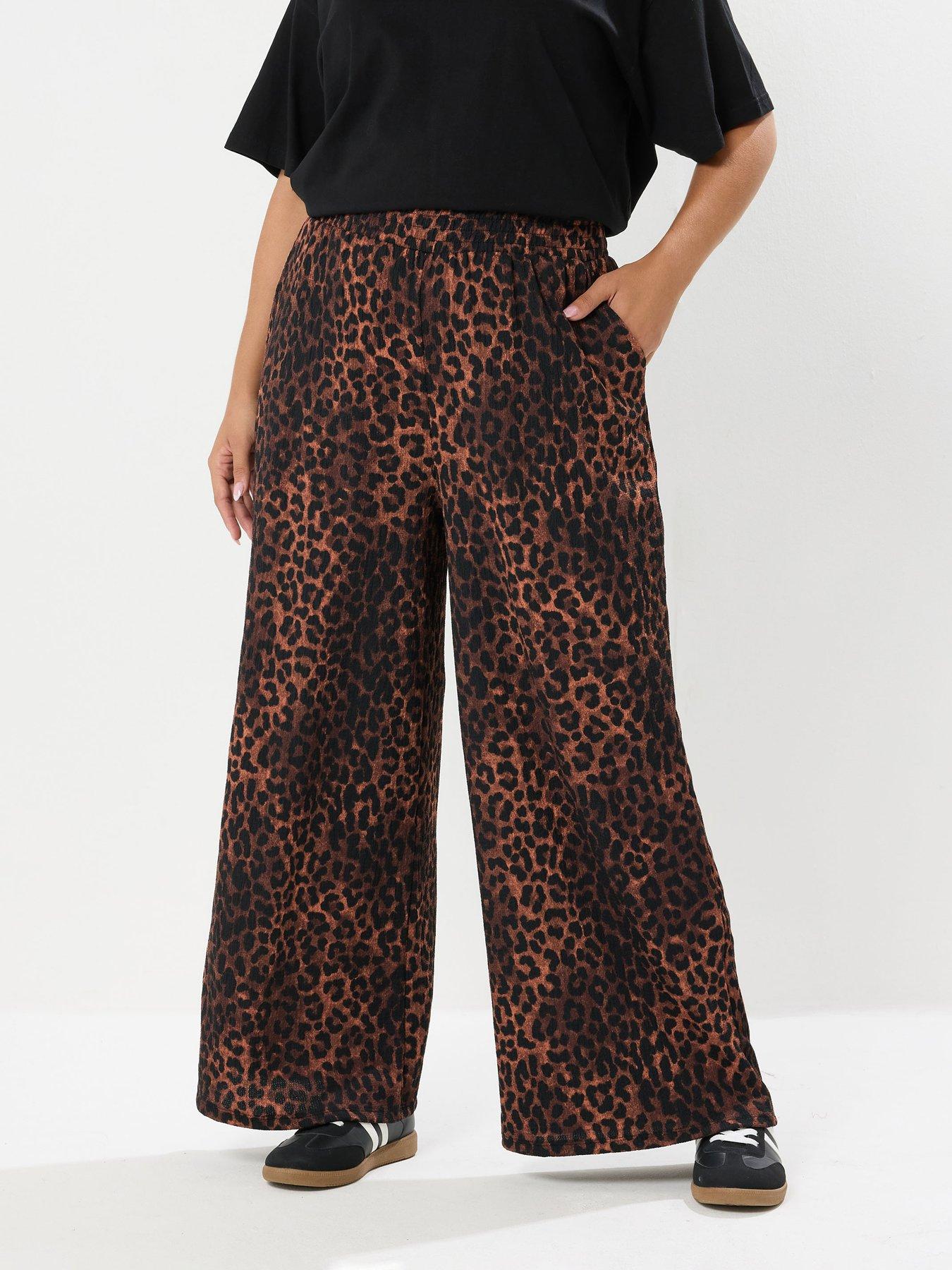 undefined Curve Crinkle Wide Leg Trouser - Brown