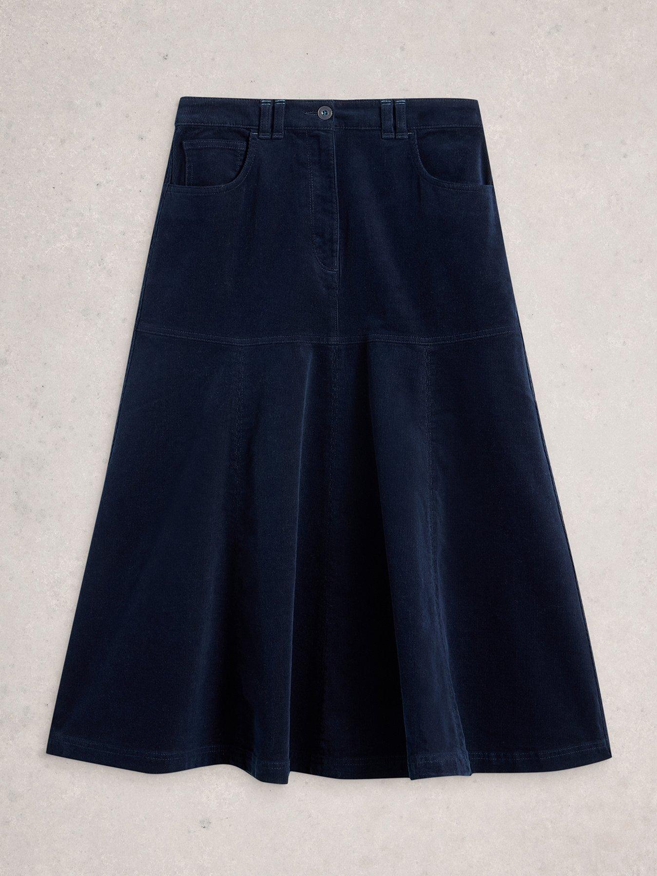 Image 5 of 6 of White Stuff Quinn Cord Midi Skirt - Blue