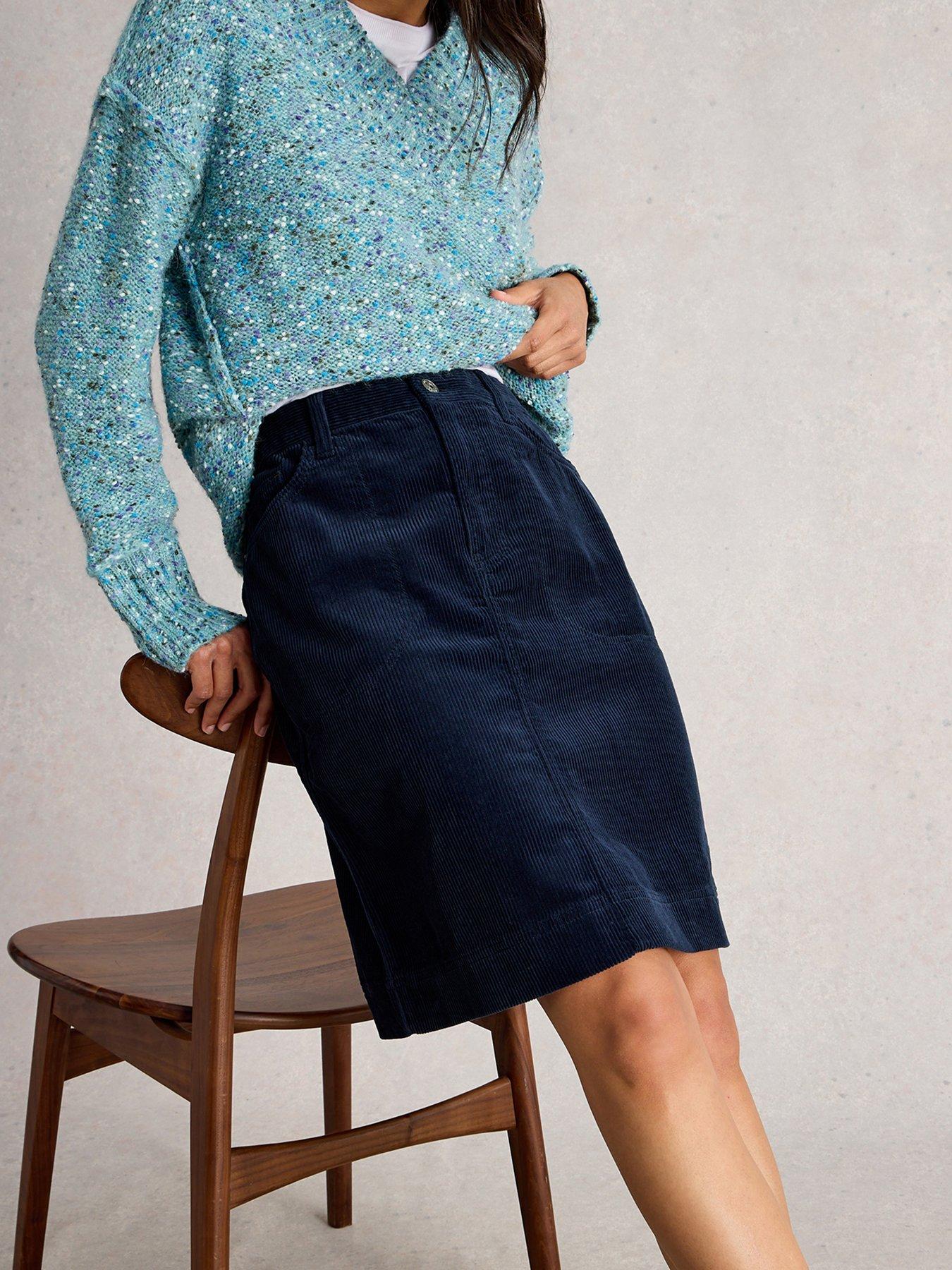 Image 1 of 6 of White Stuff Tia Cord Skirt - Blue