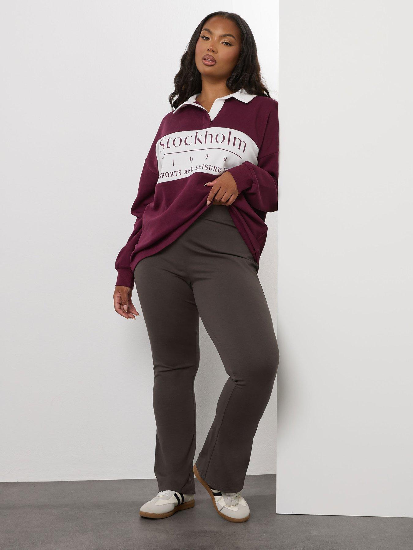 Image 3 of 4 of Yours Curve Flare Legging - Brown
