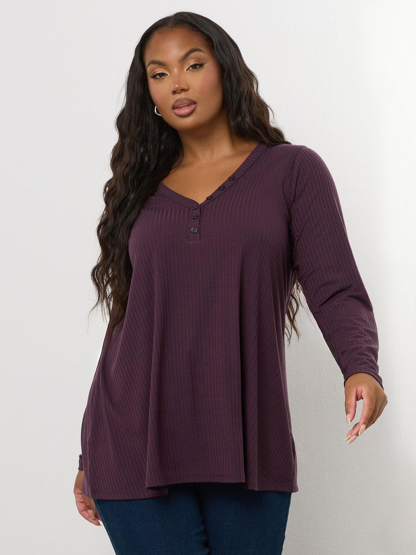 yours-curve-rib-swing-henely-top-purple