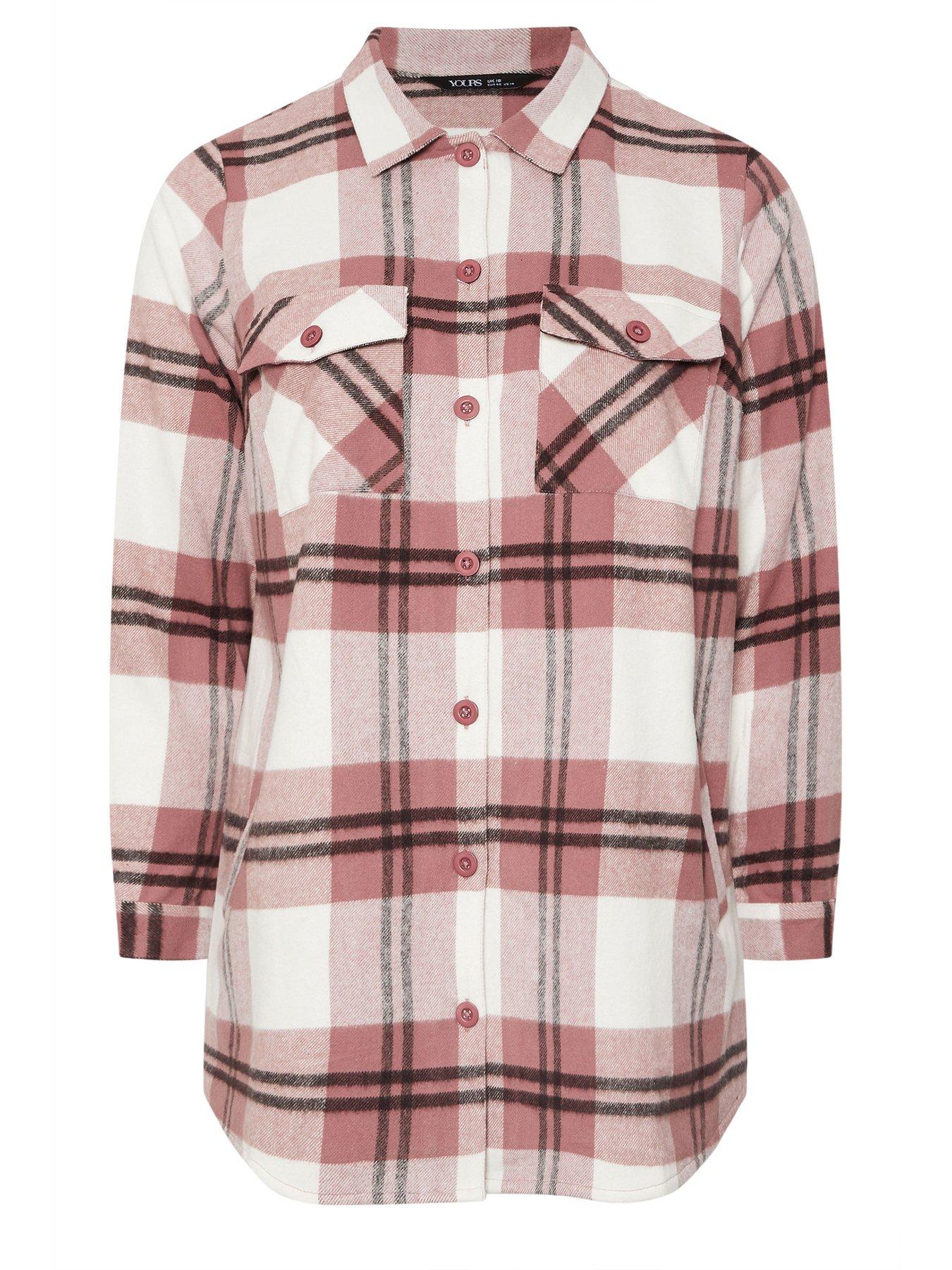 Image 6 of 6 of Yours Curve Check Shacket - Pink