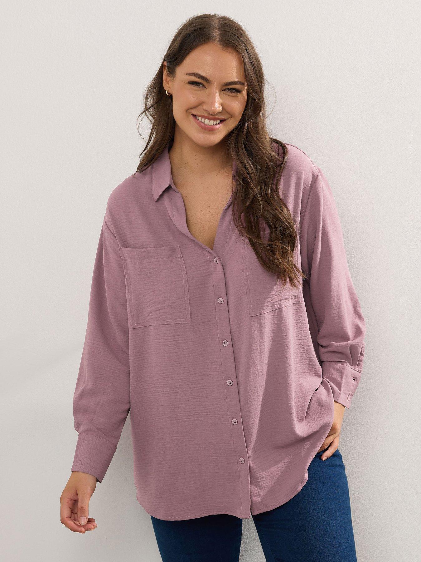 undefined Curve Long Sleeve Formal Blouse - Purple