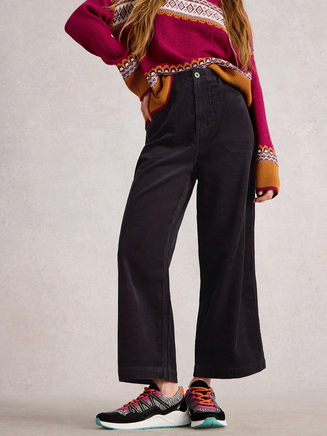 Image 1 of 6 of White Stuff Tia Cord Wide Leg Crop - Grey