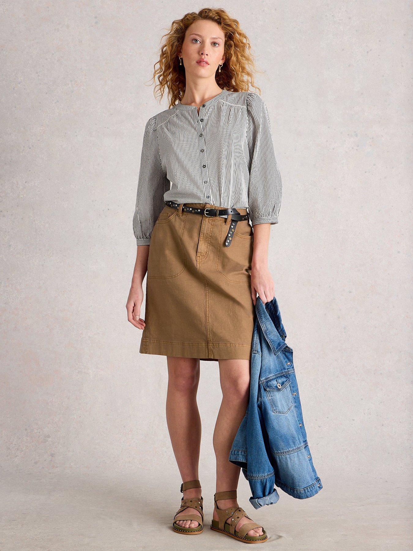 Image 3 of 6 of White Stuff Melody Chino Skirt - Beige