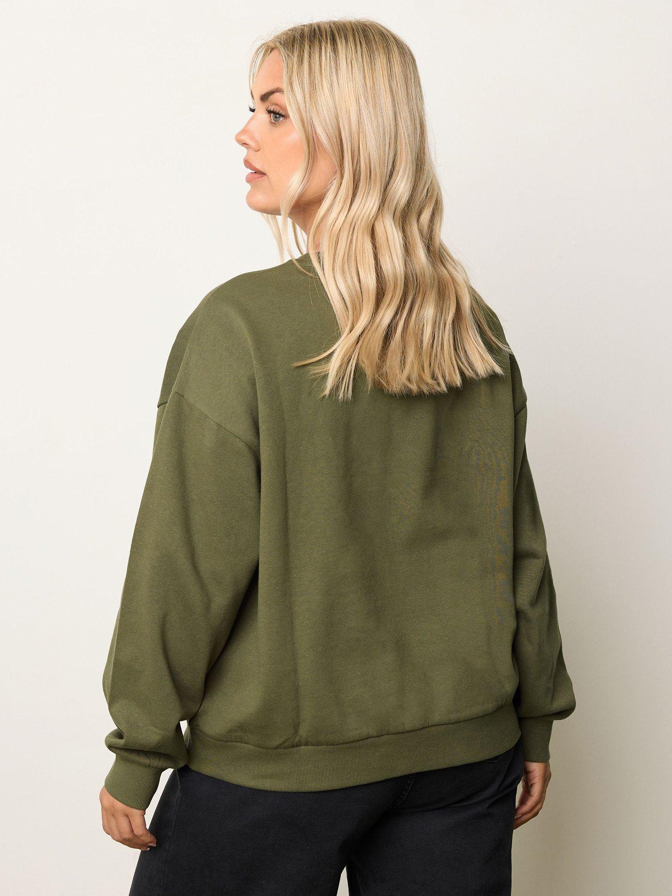 Image 2 of 6 of Yours Curve Embroidered Sweatshirt - Green