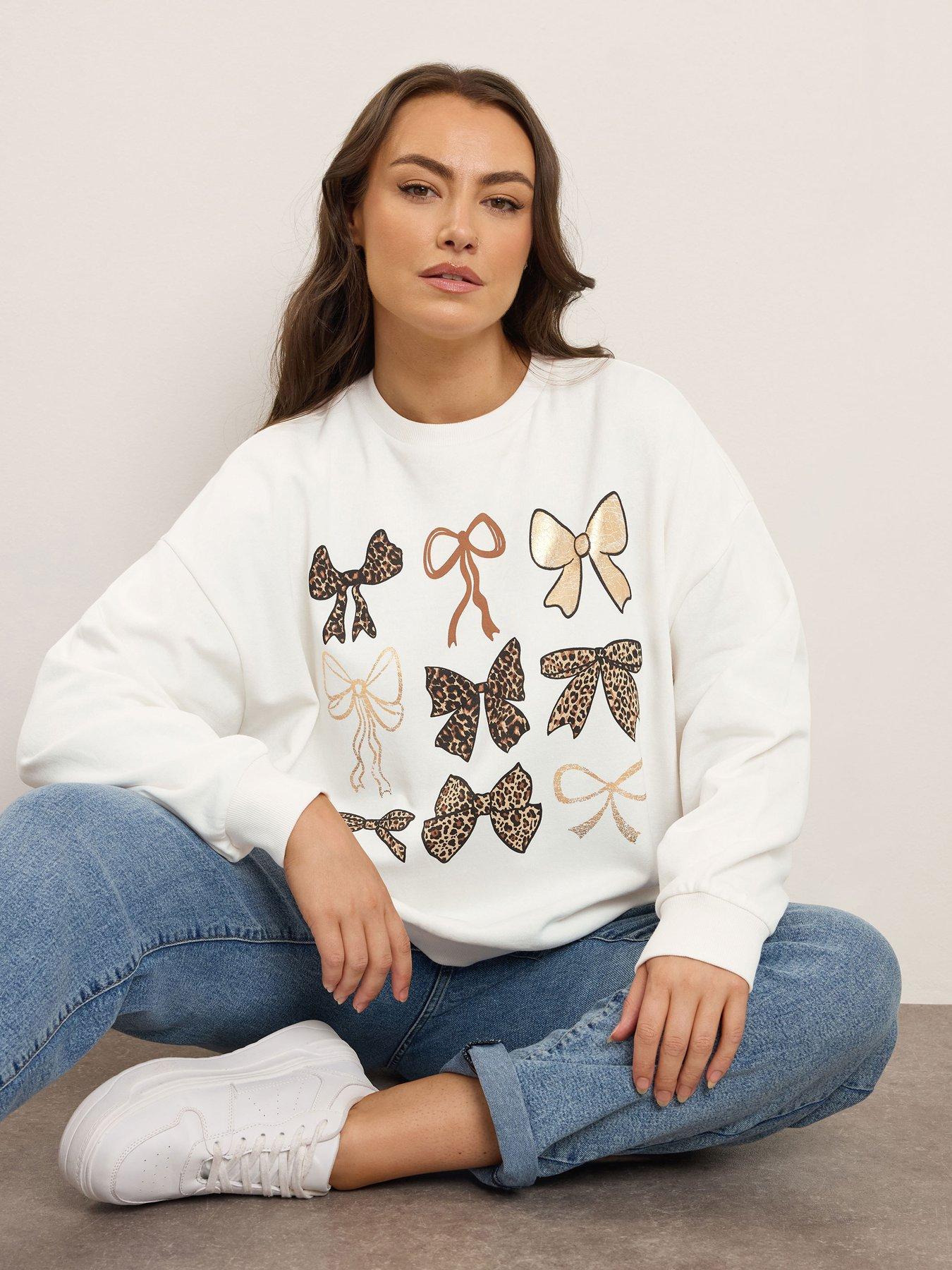 undefined Curve Bow Crew Neck Sweatshirt - Ivory