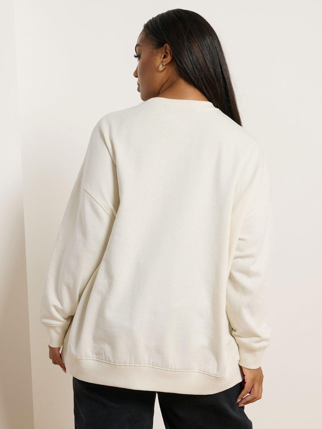 Image 2 of 4 of Yours Curve Heart Paris Crew Neck Sweatshirt - Ivory