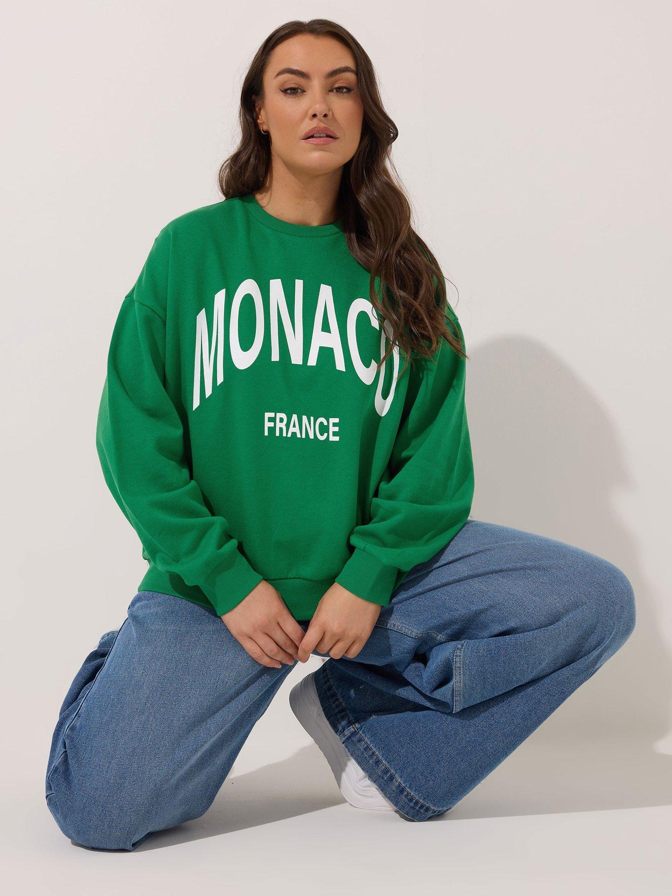 Image 4 of 4 of Yours Curve Monaco Crew Neck Sweatshirt - Green