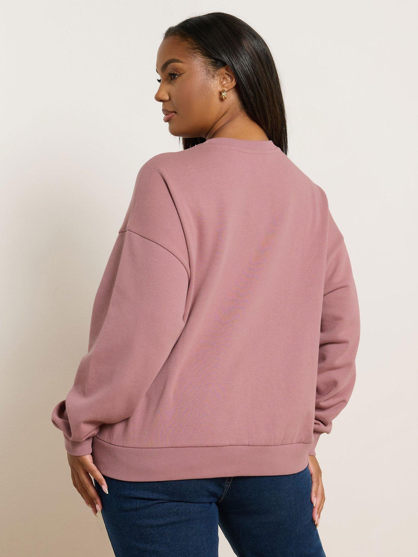 Image 2 of 4 of Yours Curve 5Th Avenue Crew Neck Sweatshirt - Pink