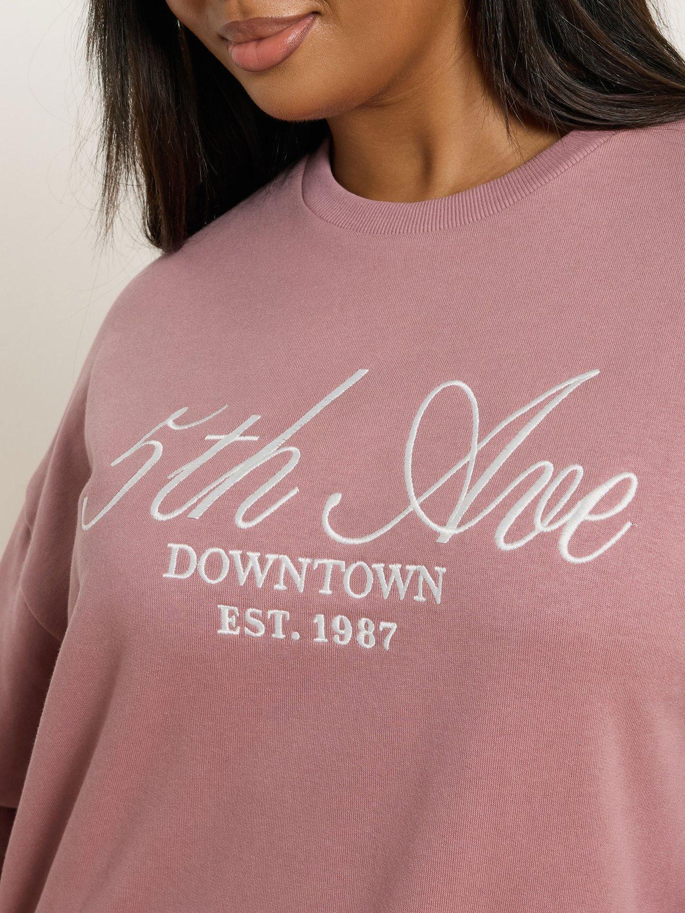Image 4 of 4 of Yours Curve 5Th Avenue Crew Neck Sweatshirt - Pink