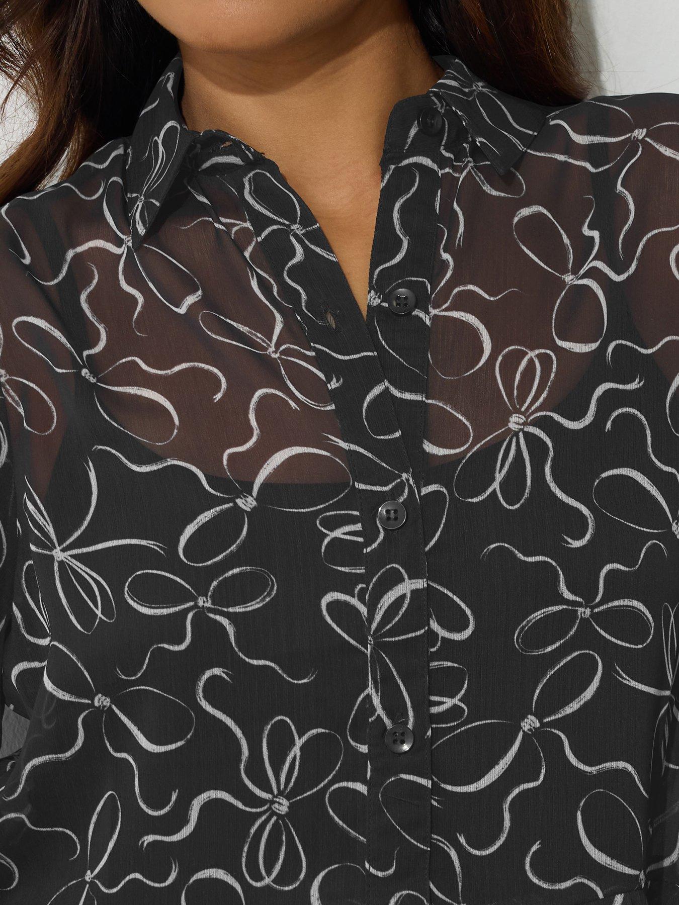  image of pixiegirl-petite-bow-peplum-chiffon-blouse-black