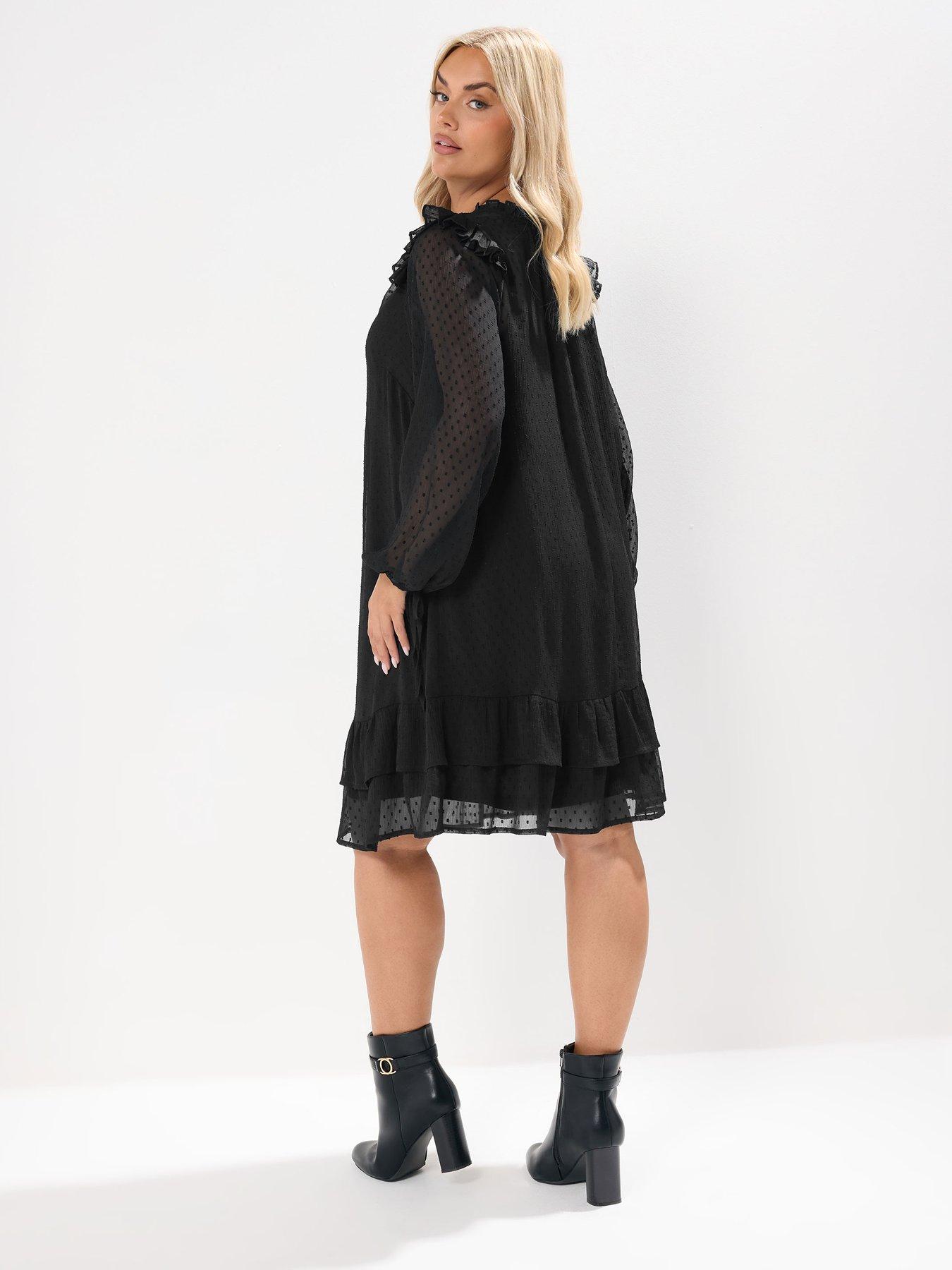 Image 2 of 4 of Yours Curve Smock Dobby Dress - Black