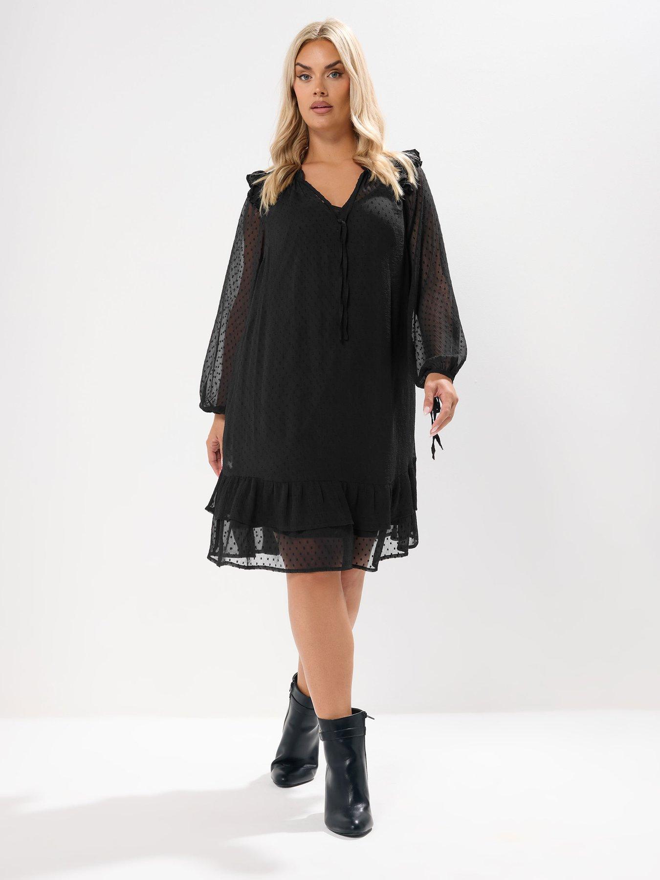 Image 3 of 4 of Yours Curve Smock Dobby Dress - Black