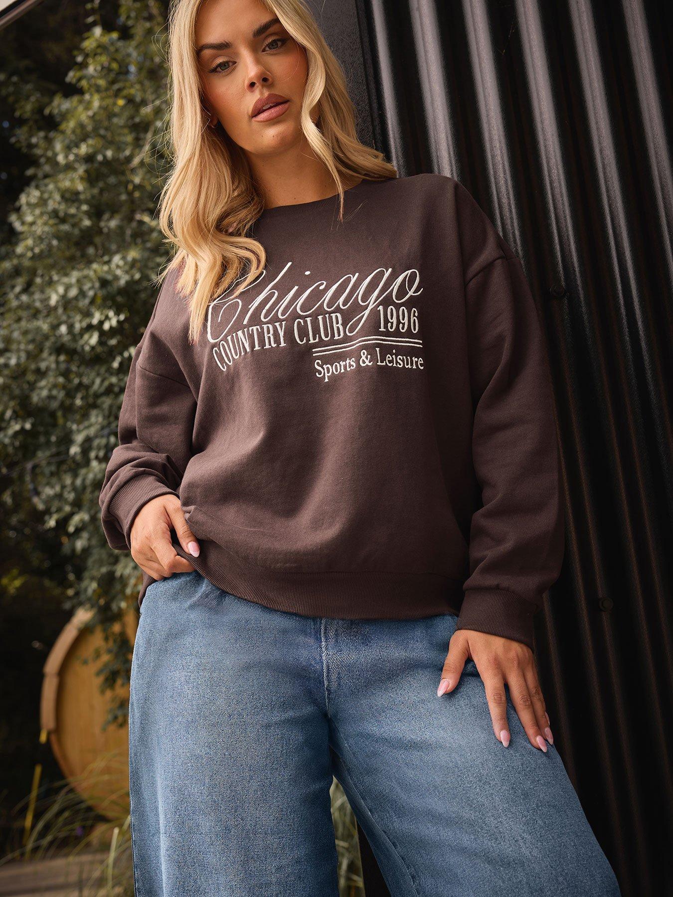 undefined Curve Chicago Crew Neck Sweatshirt - Brown