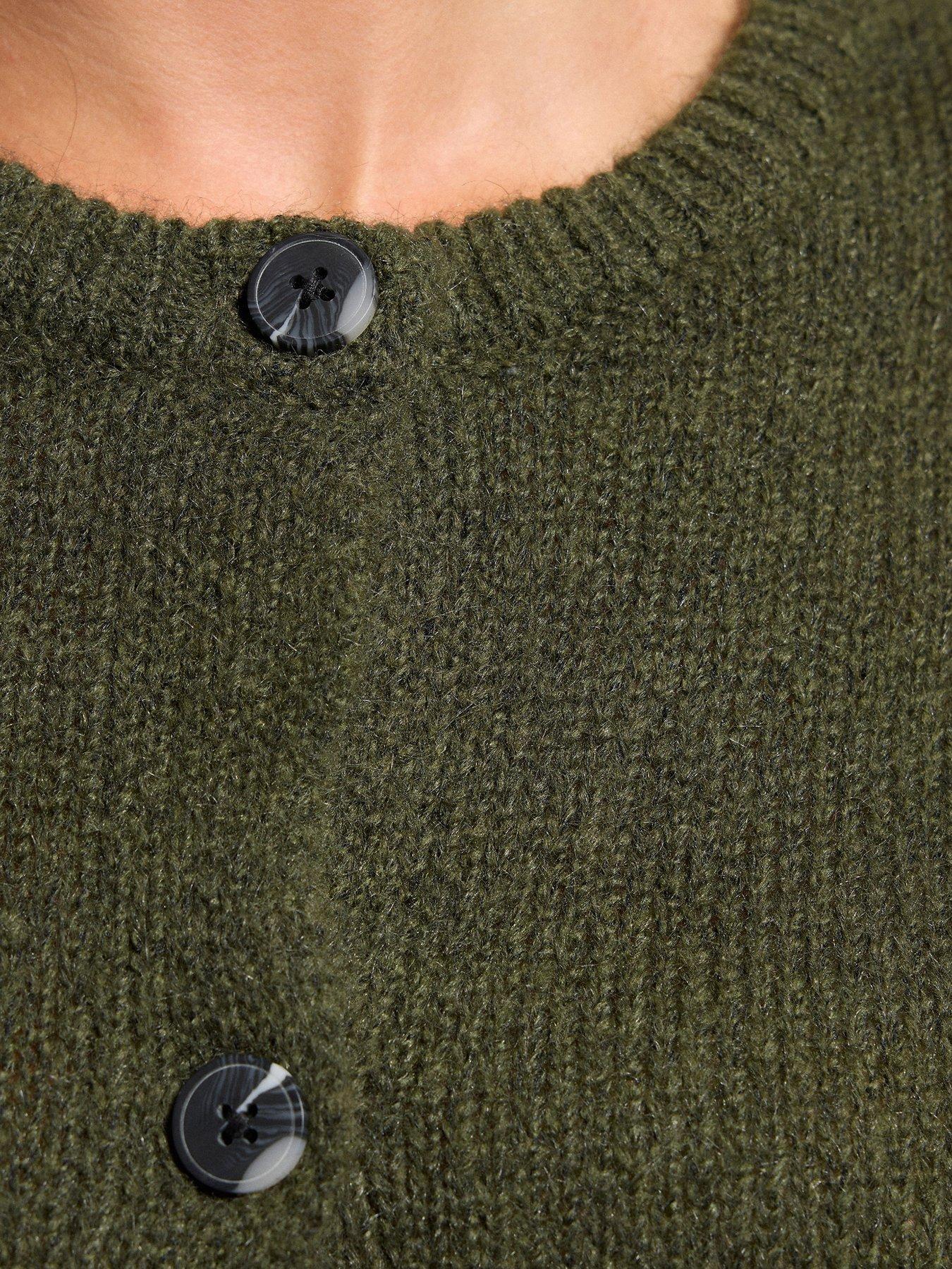 Image 4 of 4 of Long Tall Sally Wool Blend Crew Neck Cardigan - Green
