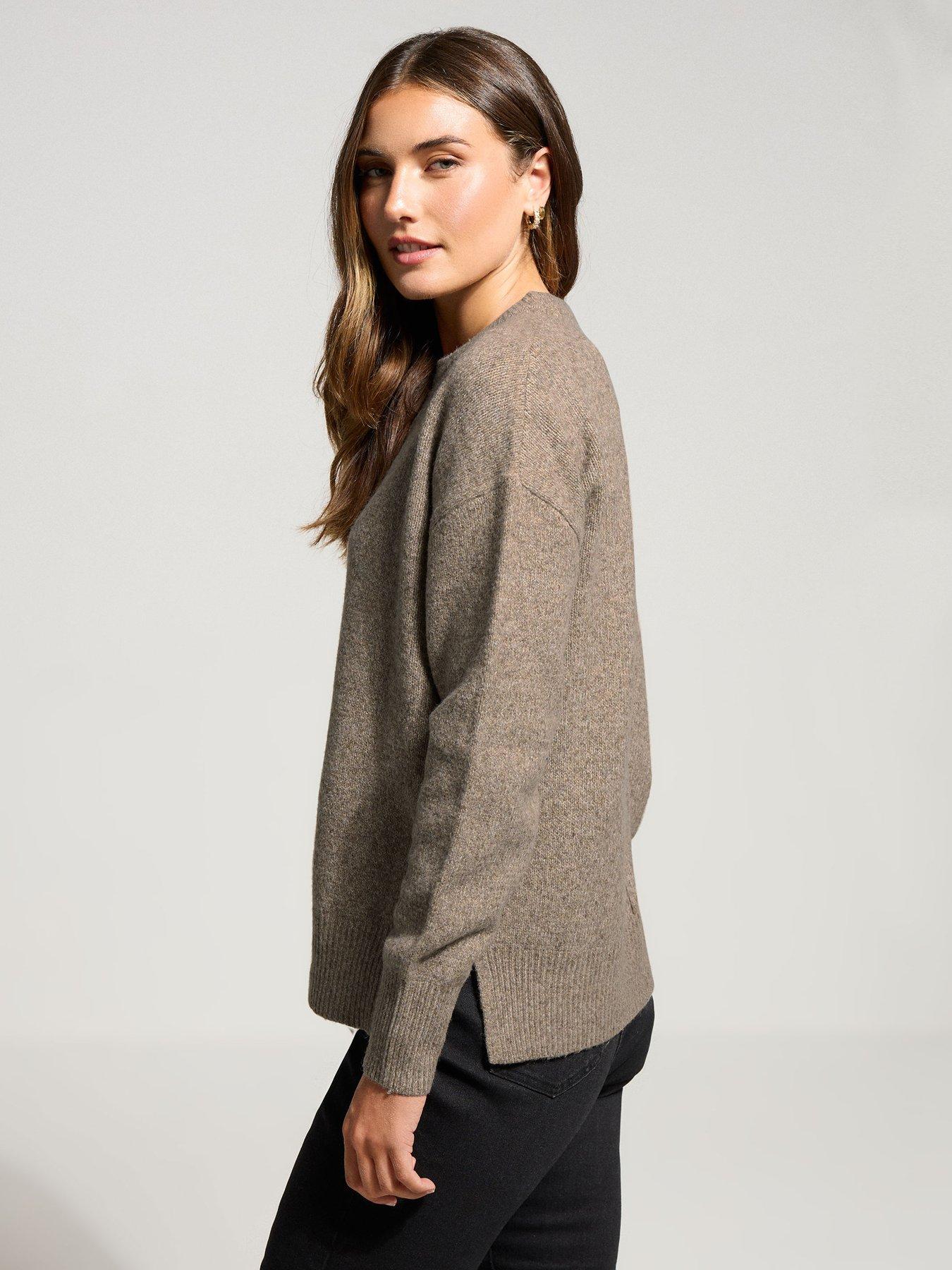 Image 2 of 4 of Long Tall Sally Seam Front Jumper - Brown