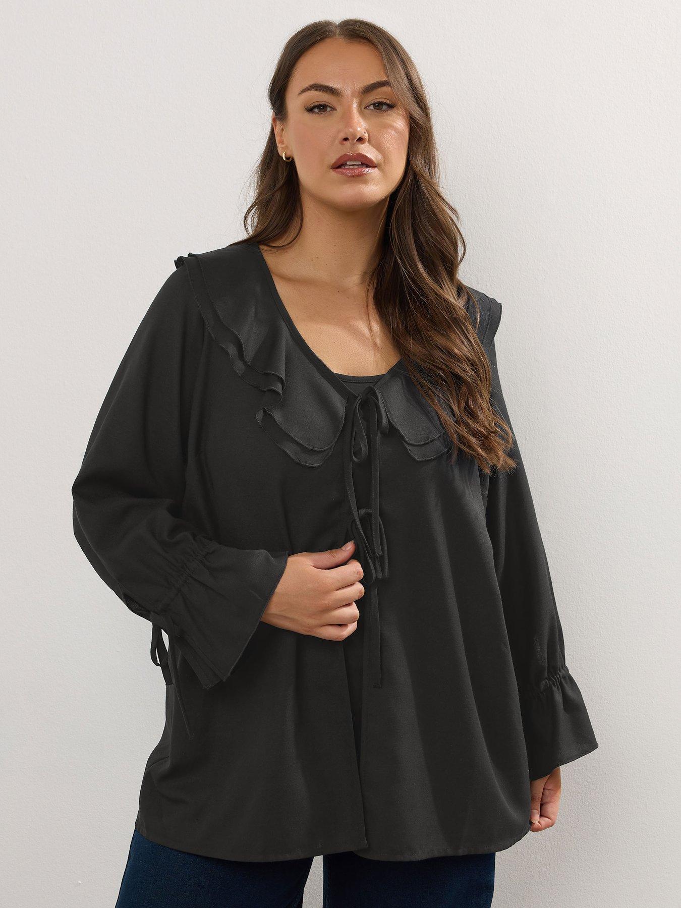 undefined Curve Ruffle Tie Front Coverup