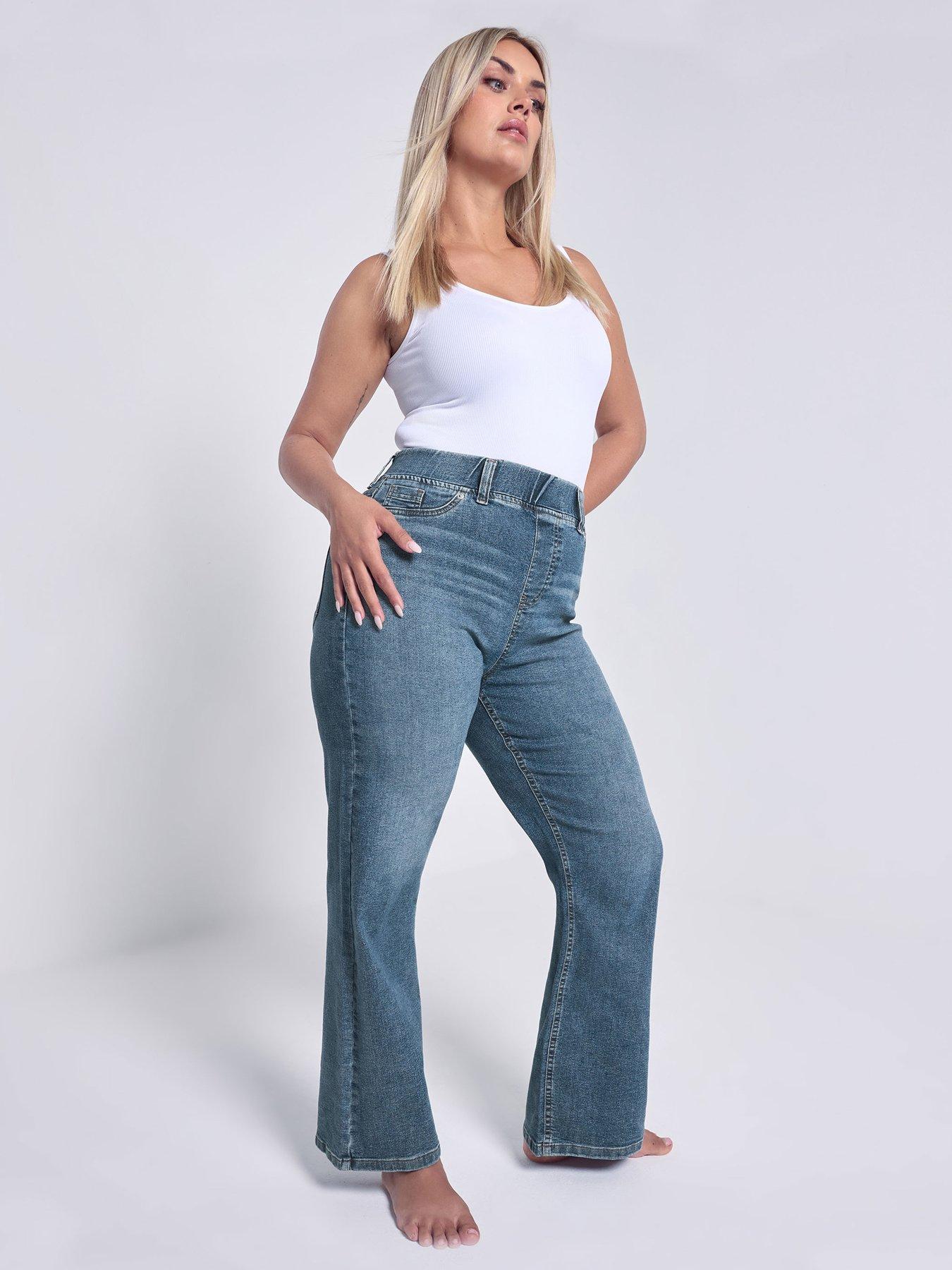 Image 3 of 4 of Yours Curve Wide Leg Jegging - Blue