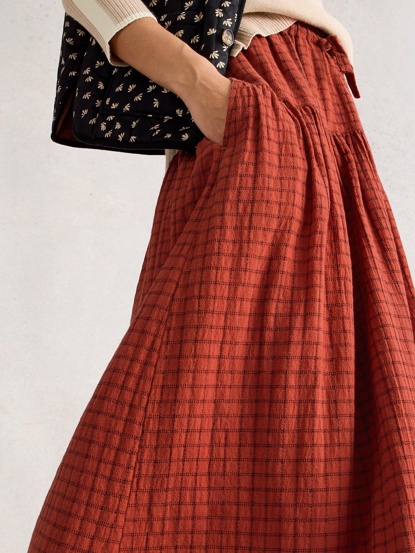 Image 4 of 6 of White Stuff Seema Midi Skirt - Orange