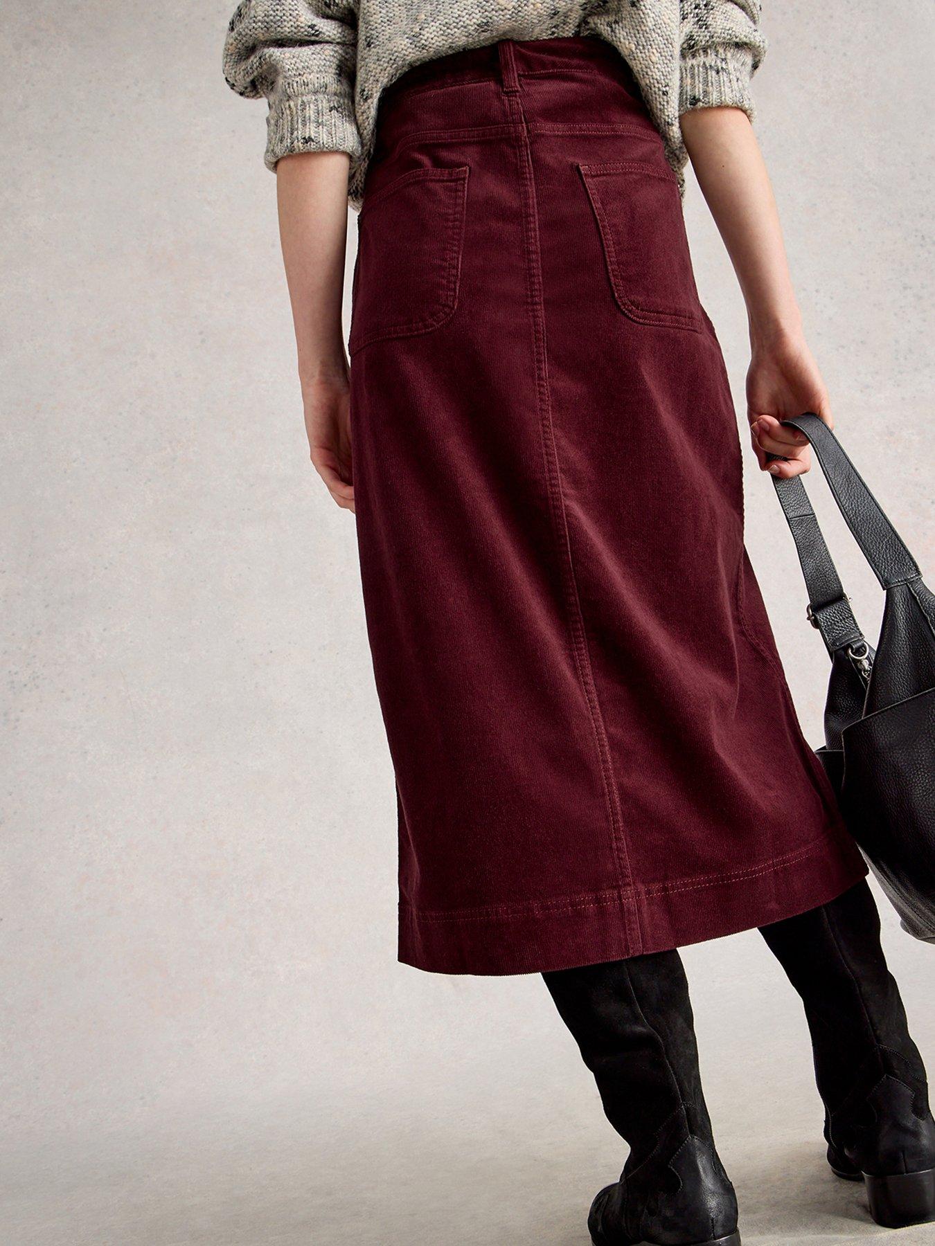 Image 2 of 6 of White Stuff Tia Cord Midi Skirt - Purple