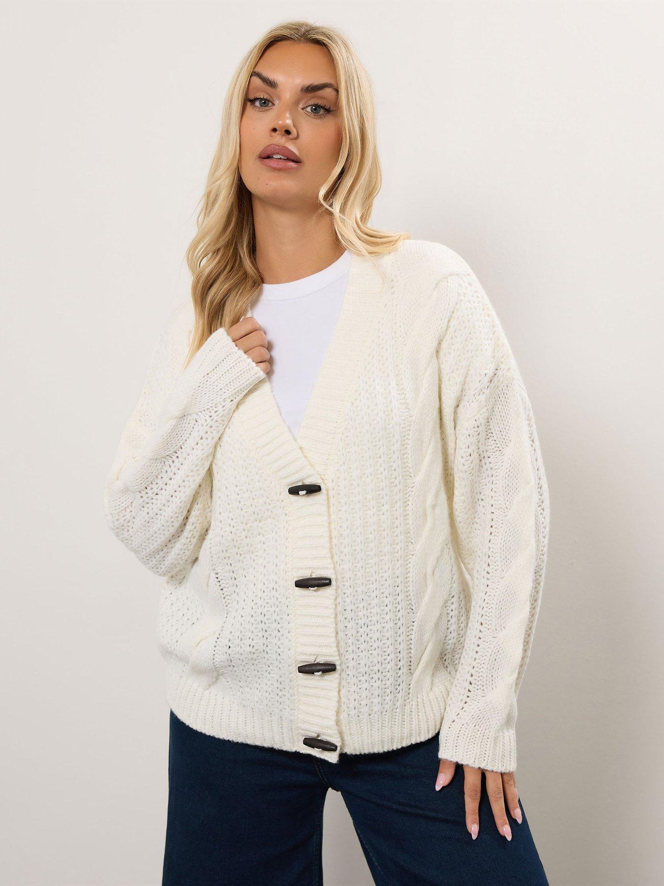 Image 1 of 4 of Yours Curve Chunky Cable Cardigan - Ivory