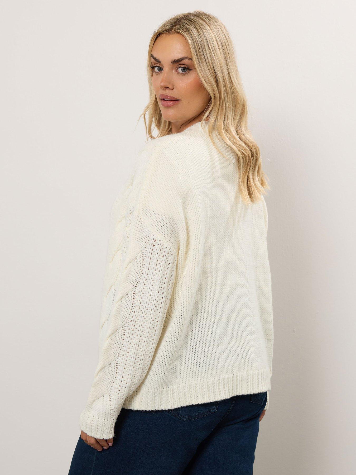 Image 2 of 4 of Yours Curve Chunky Cable Cardigan - Ivory