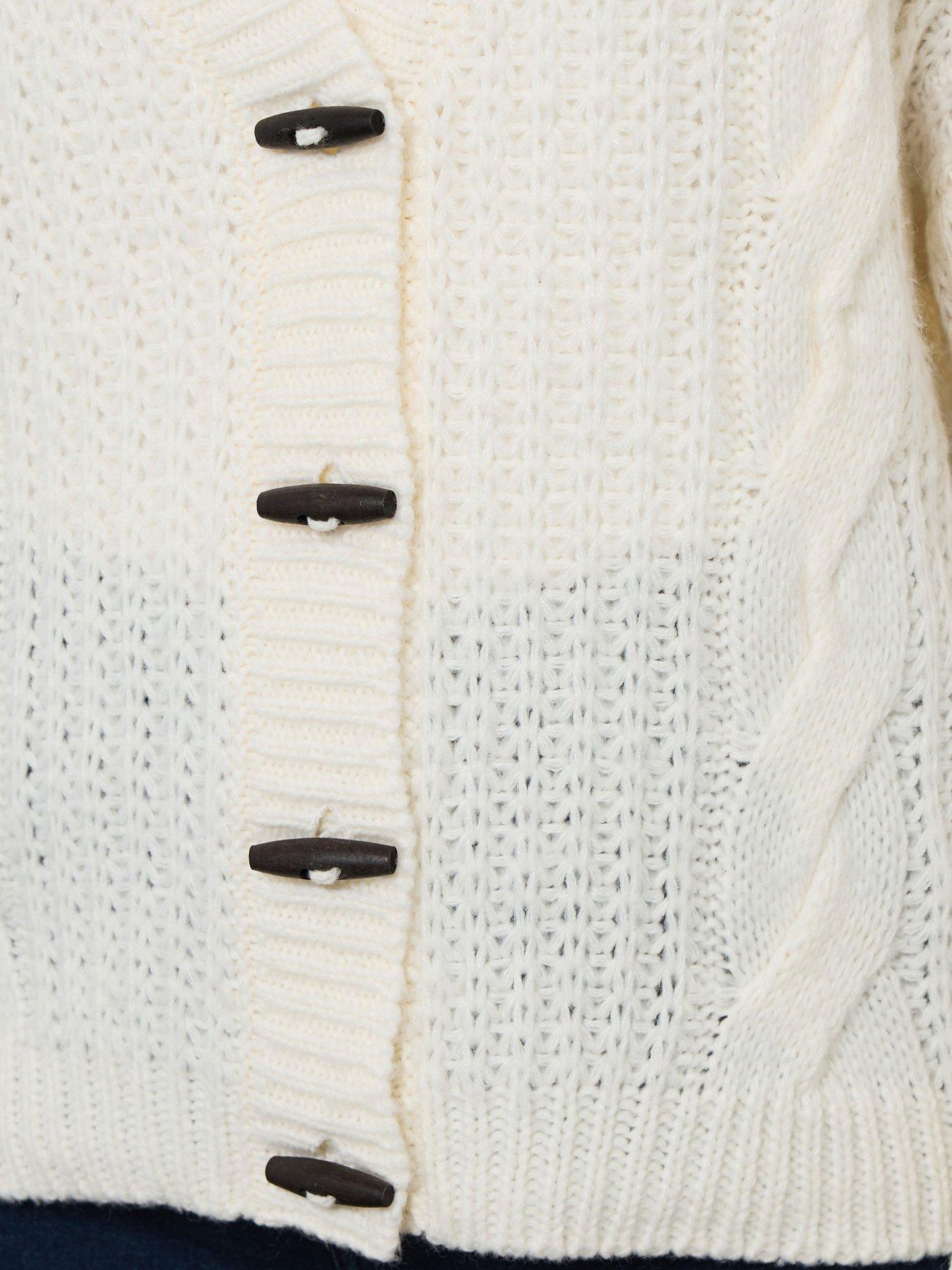 Image 4 of 4 of Yours Curve Chunky Cable Cardigan - Ivory