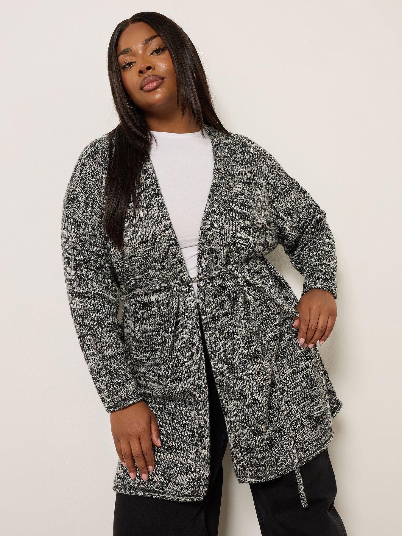 Image 1 of 4 of Yours Curve Twist Belted Cardigan - Black