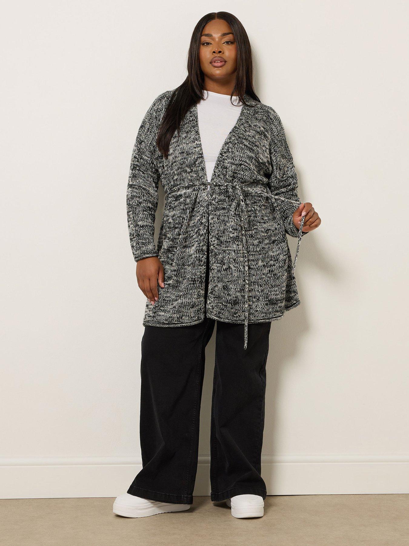 Image 3 of 4 of Yours Curve Twist Belted Cardigan - Black