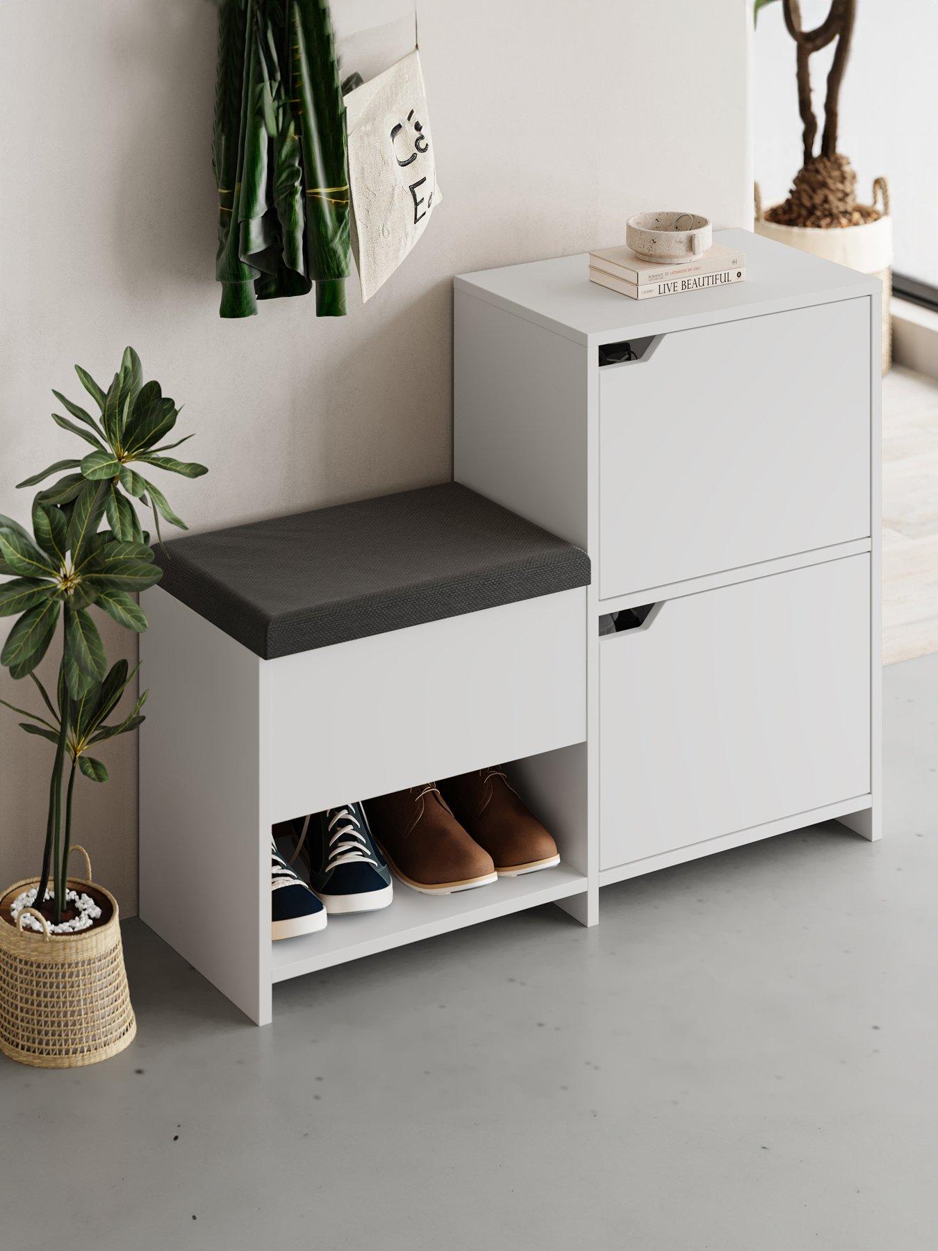 Image 1 of 6 of Decortie Haven Shoe Bench - White