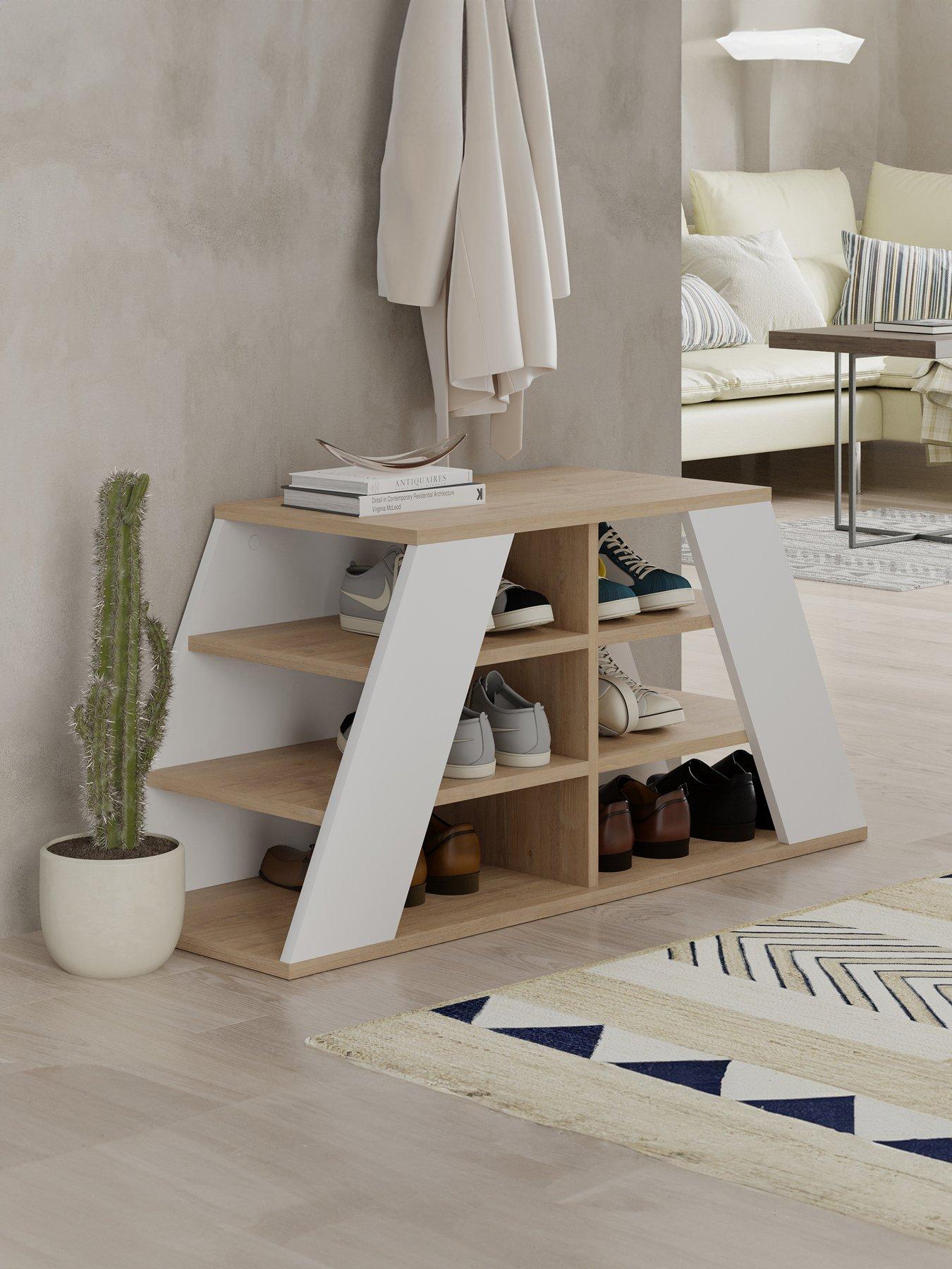 undefined Pyramid Shoe Bench - Oak/white