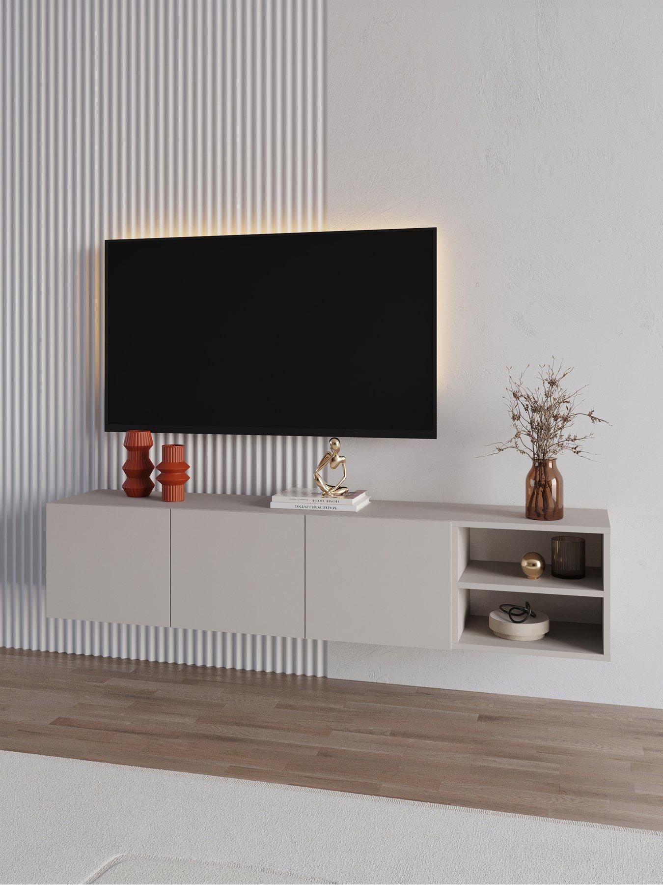 undefined Cailin Tv Wall Mounted Tv Unit - Sandstone