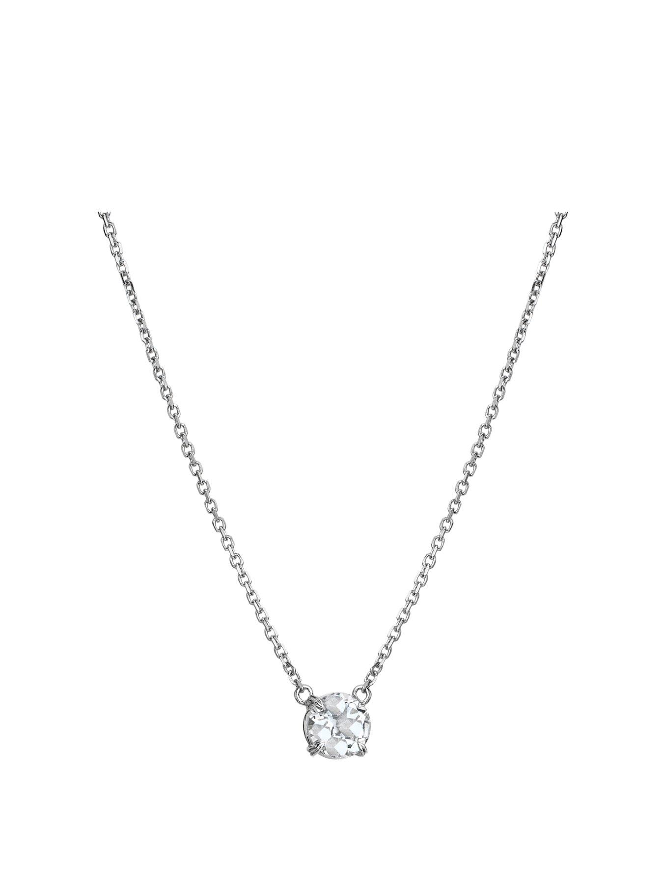 undefined White Topaz Solitaire Necklace - Multi