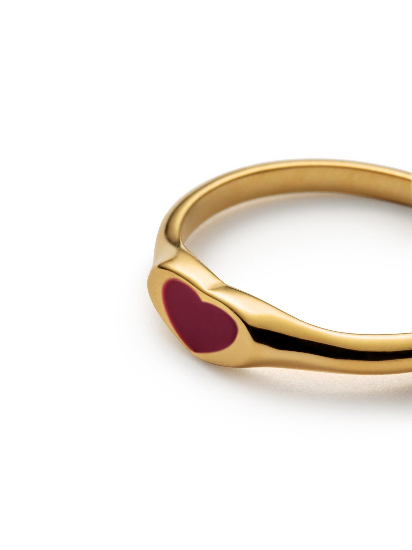  image of katie-loxton-rouge-heart-ring-gold-coated-extra-large