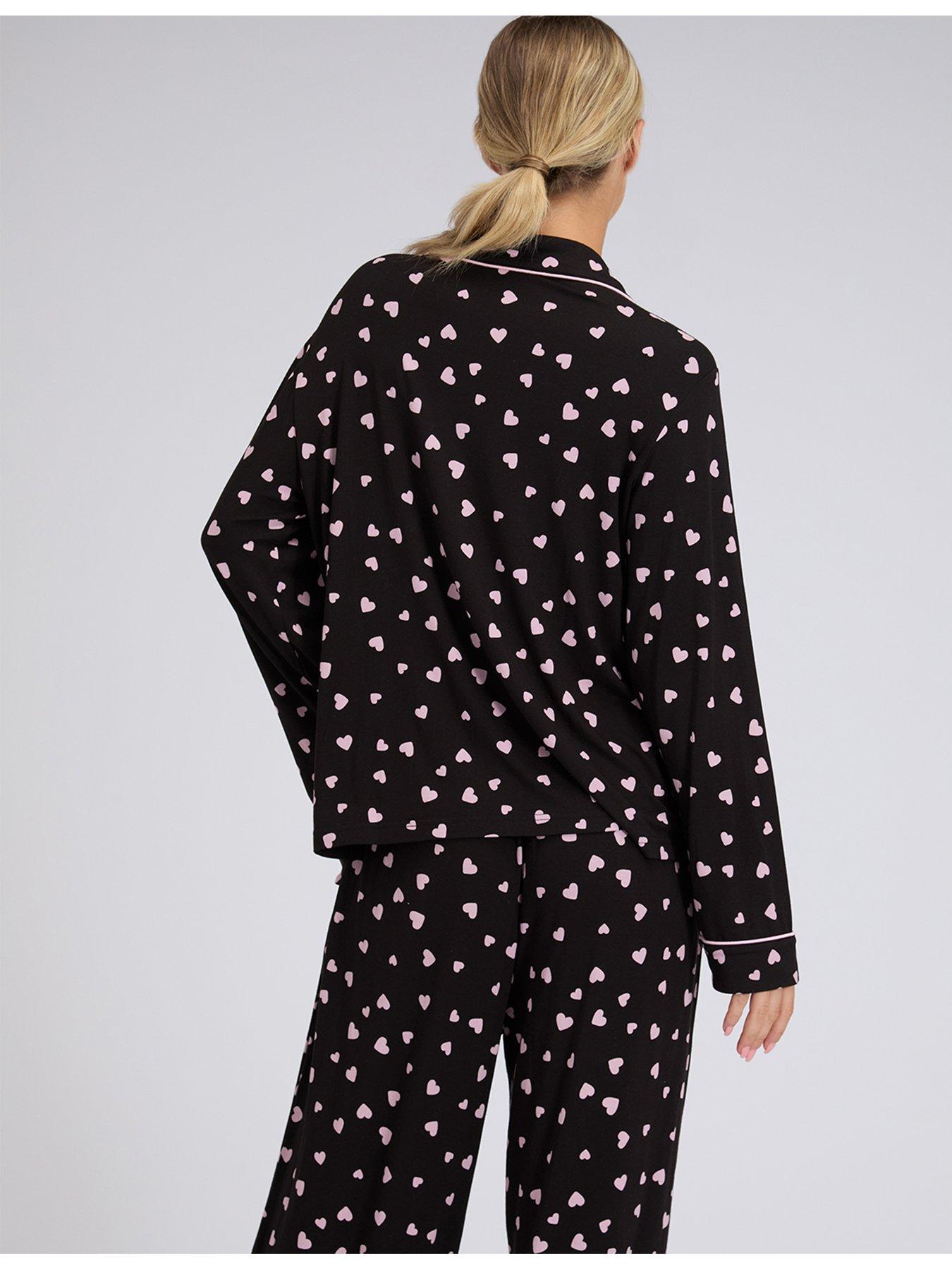  image of boux-avenue-heart-modal-pyjama-set-black