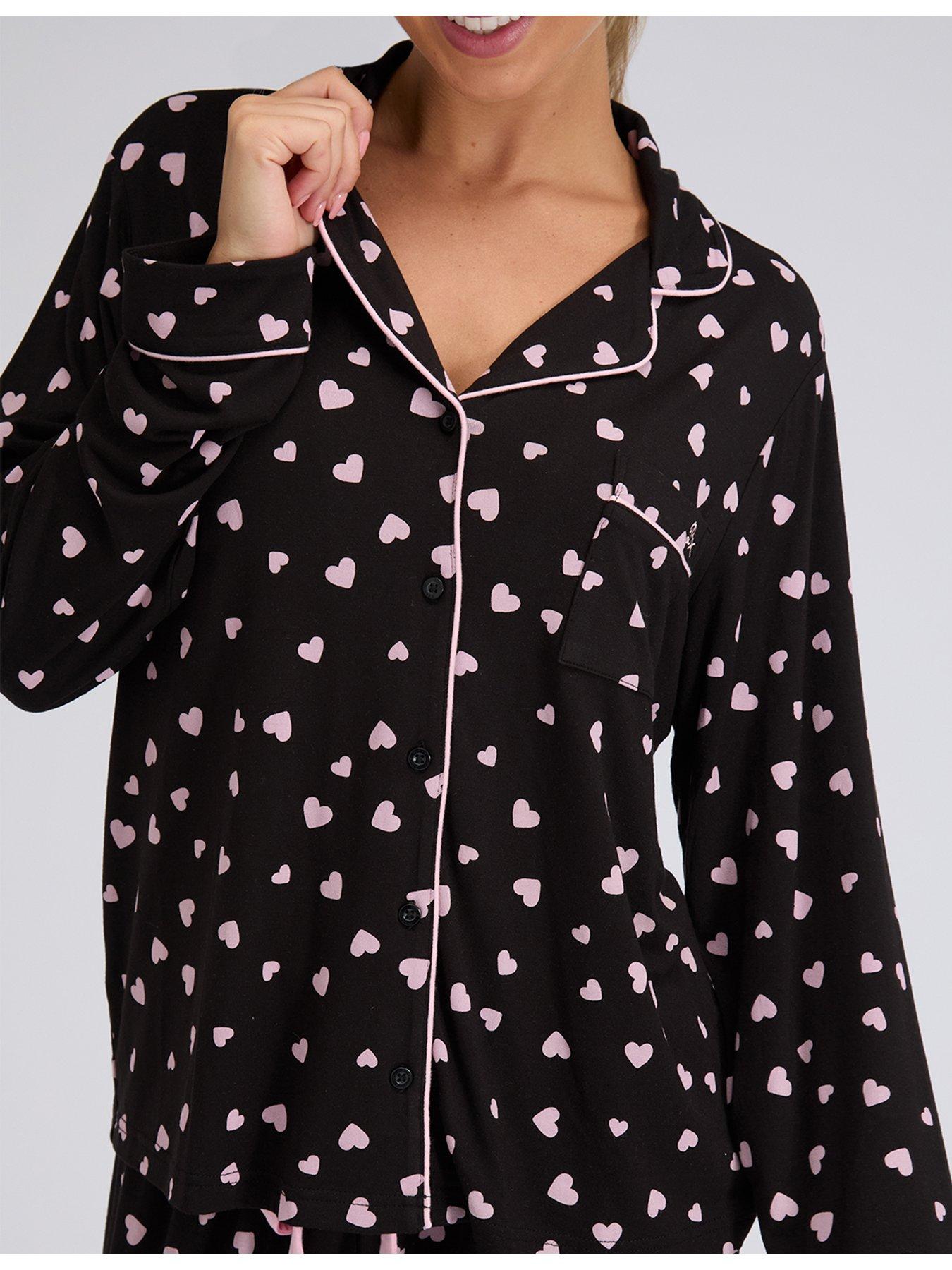  image of boux-avenue-heart-modal-pyjama-set-black