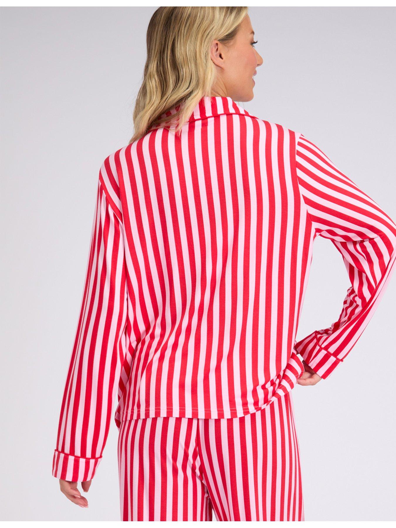Image 2 of 6 of Boux Avenue Stripe Modal Pyjama Set - Red