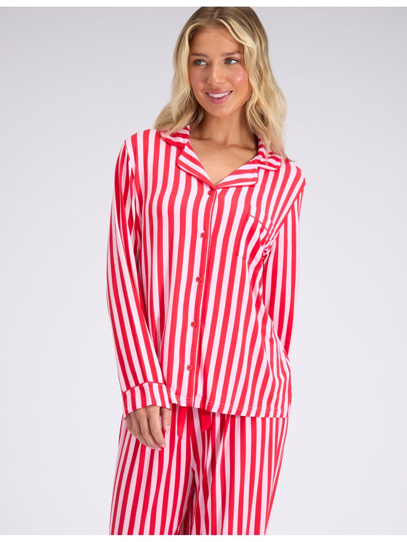 Image 3 of 6 of Boux Avenue Stripe Modal Pyjama Set - Red