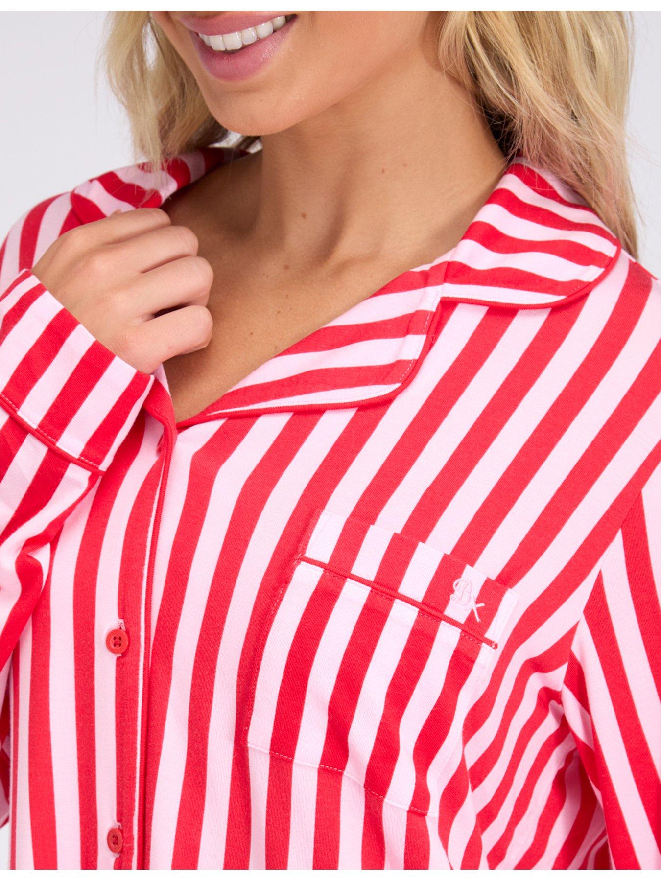 Image 4 of 6 of Boux Avenue Stripe Modal Pyjama Set - Red
