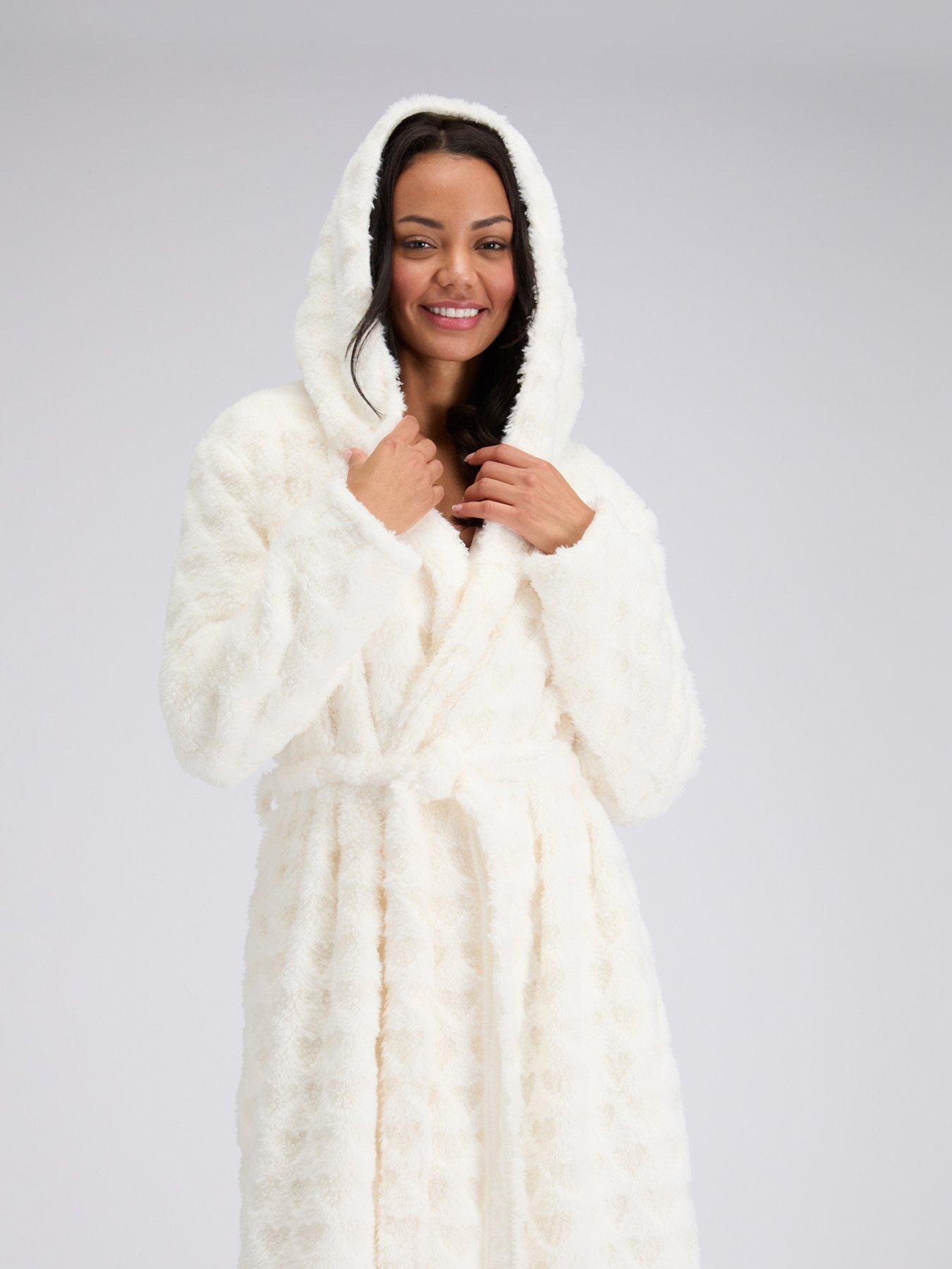  image of boux-avenue-fur-heart-long-dressing-gown-ivory