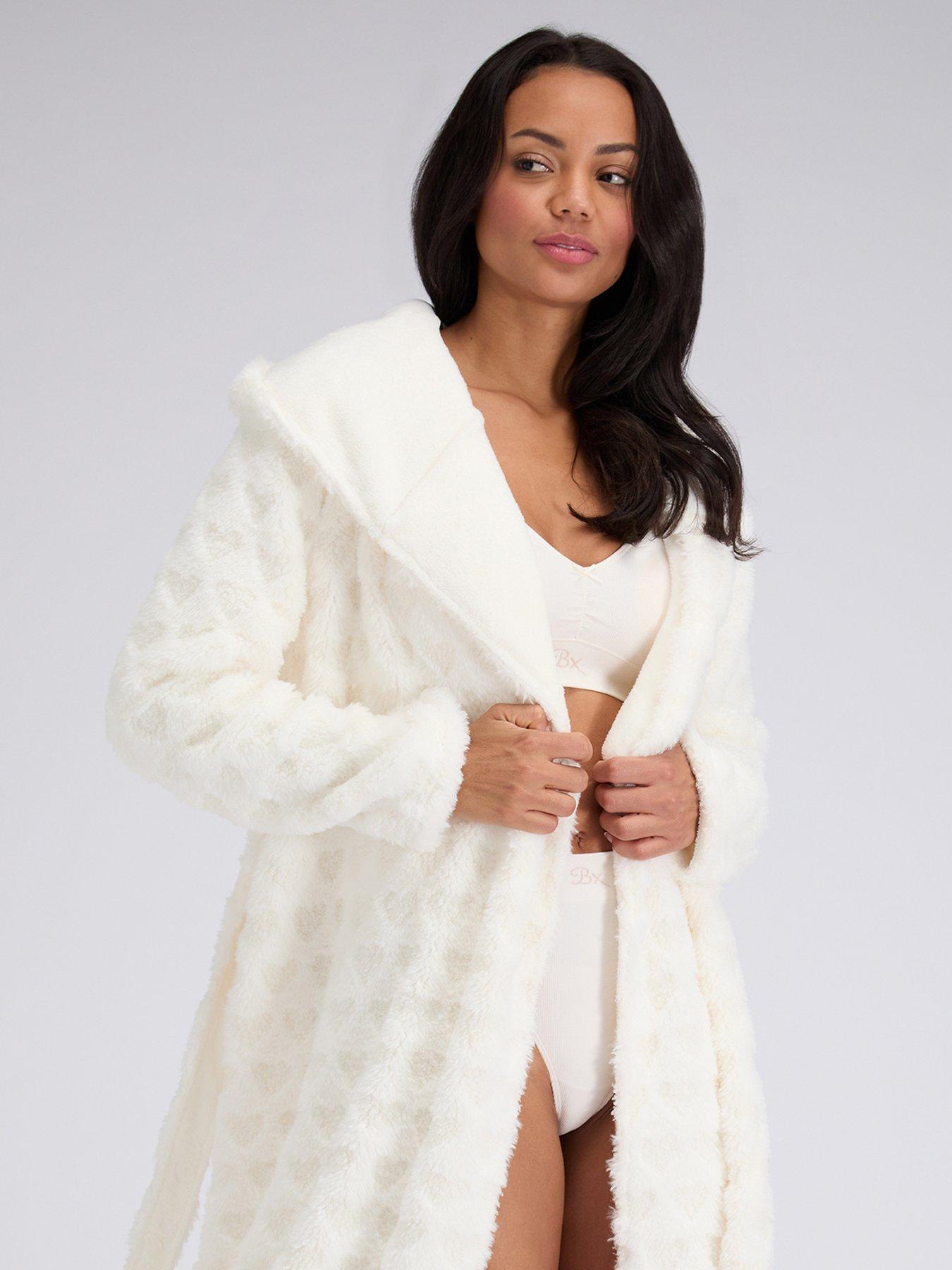  image of boux-avenue-fur-heart-long-dressing-gown-ivory