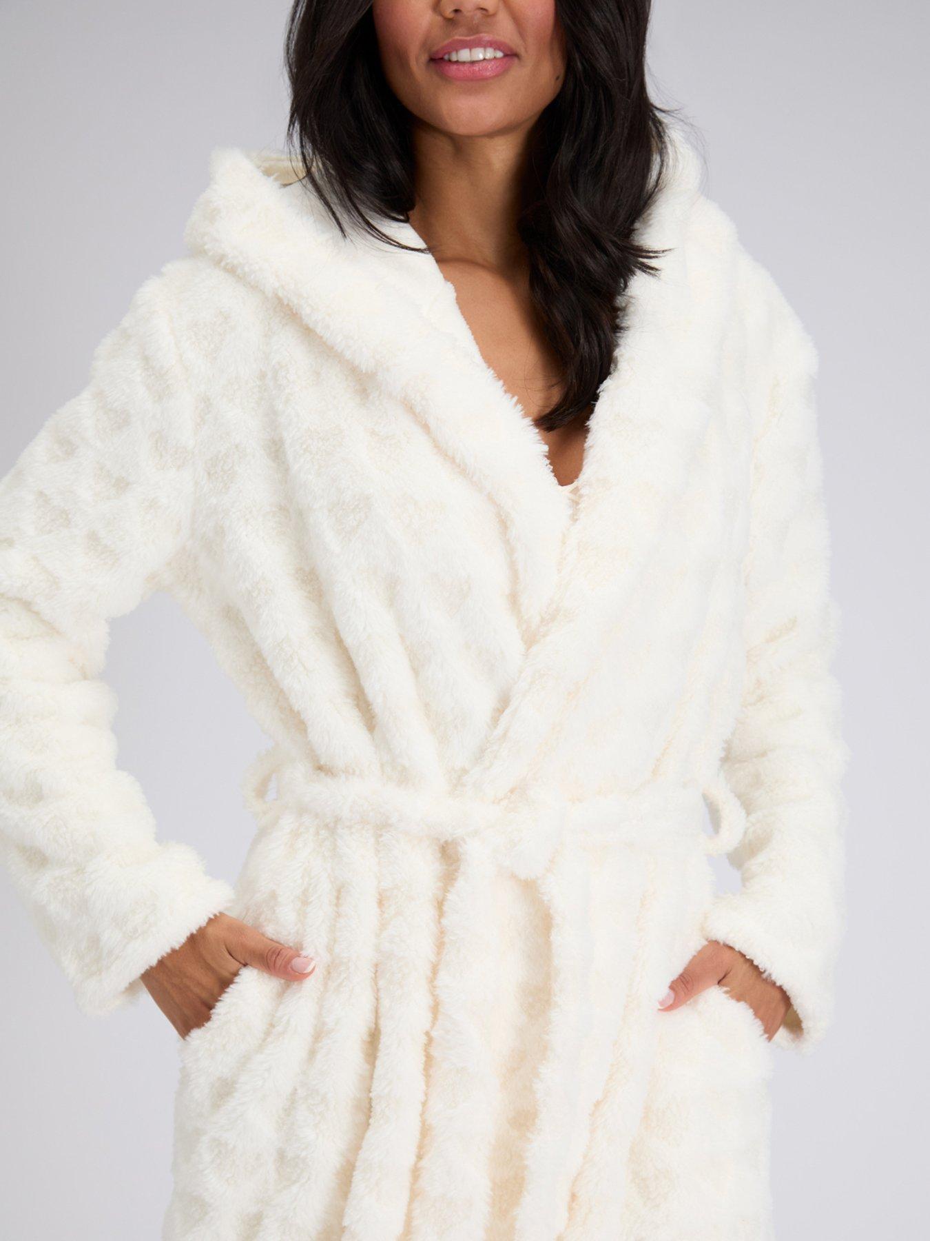  image of boux-avenue-fur-heart-long-dressing-gown-ivory