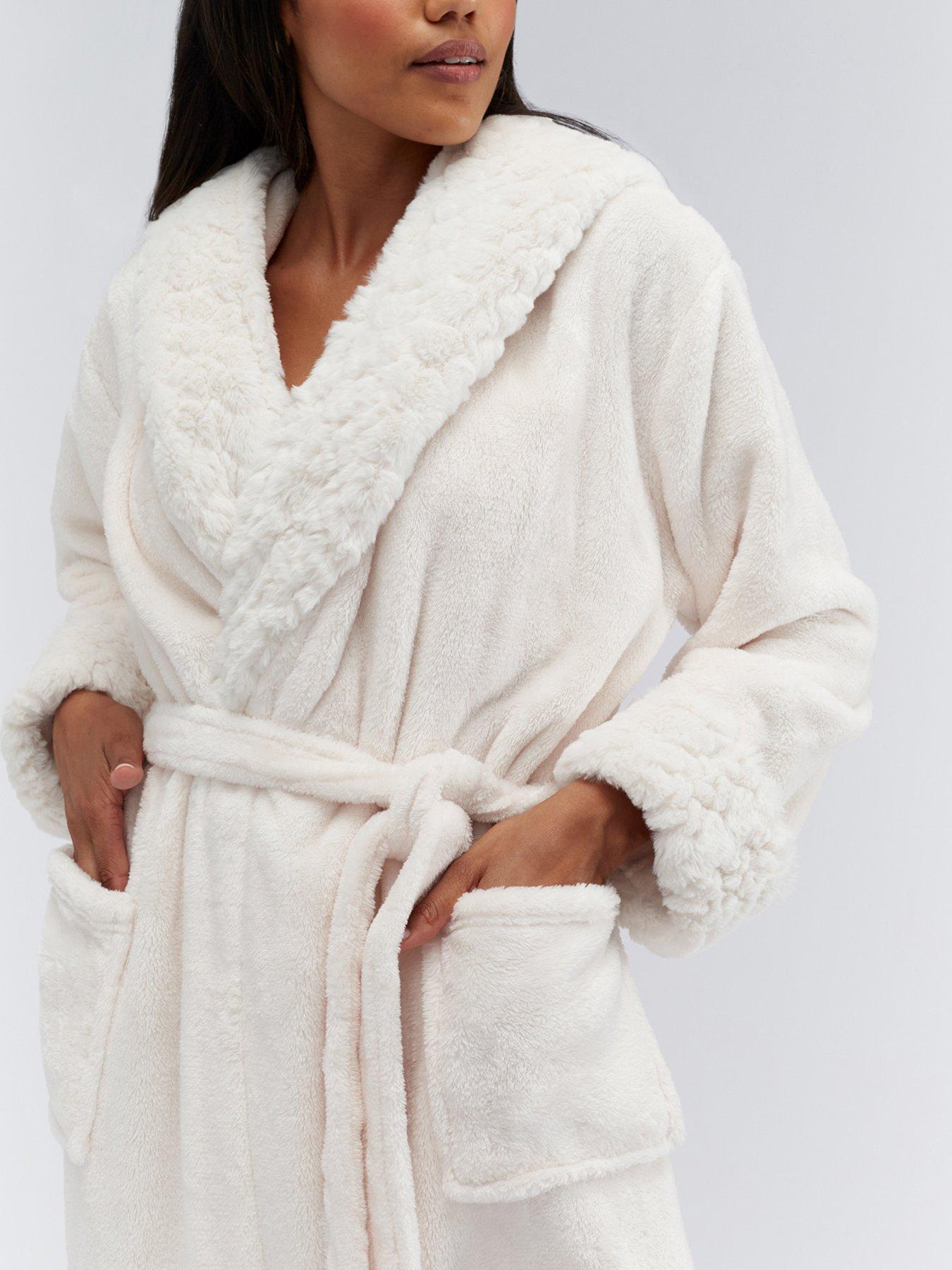  image of boux-avenue-fur-heart-long-dressing-gown-beige